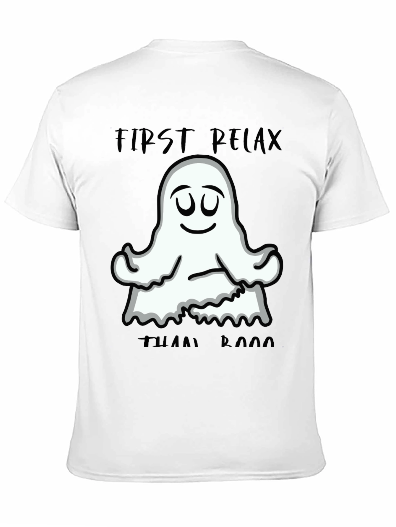 Black Relax Ghost Graphic T-Shirt - Halloween Yoga Tee view 11