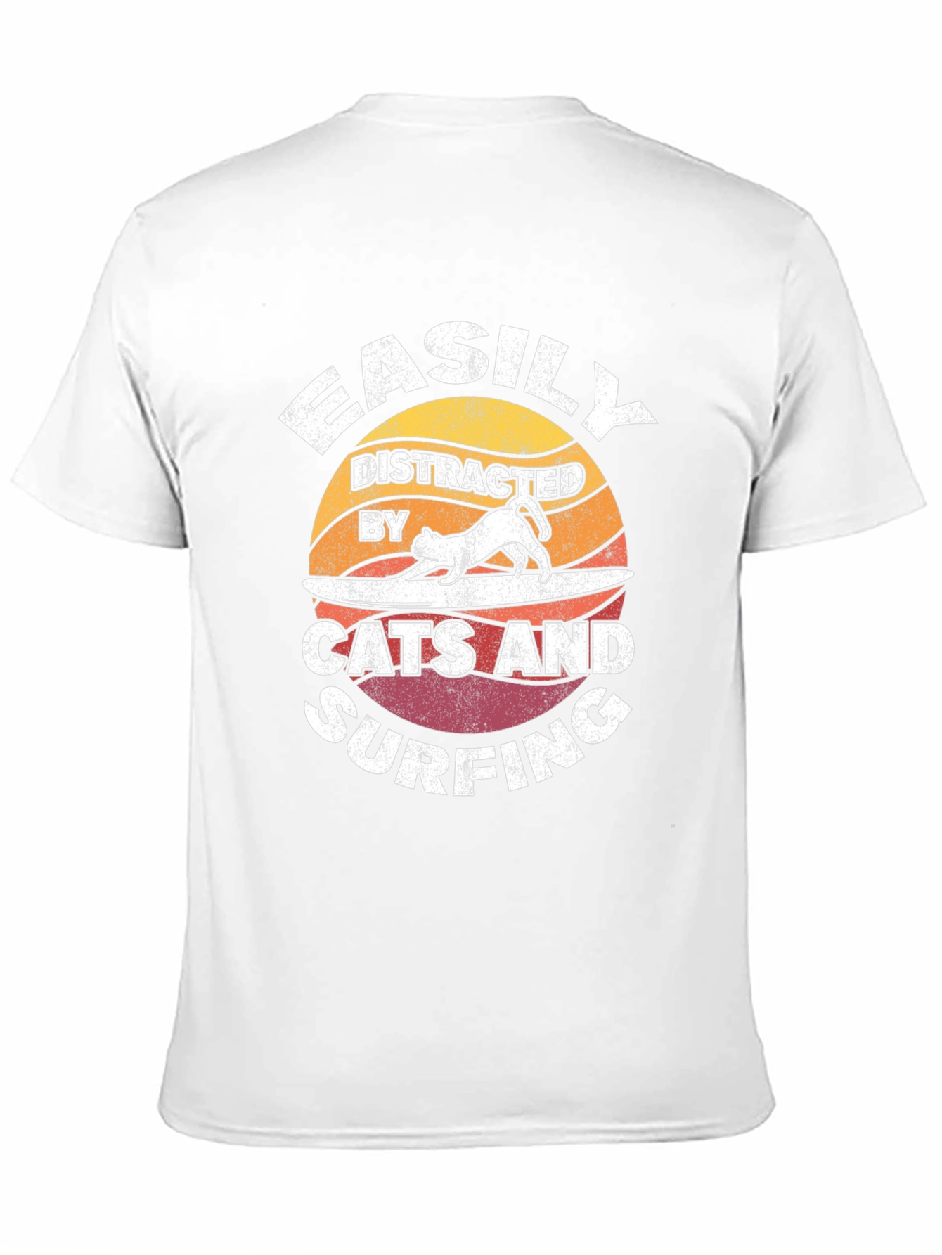 Black Easily Distracted Cats & Surfing T-Shirt view 11