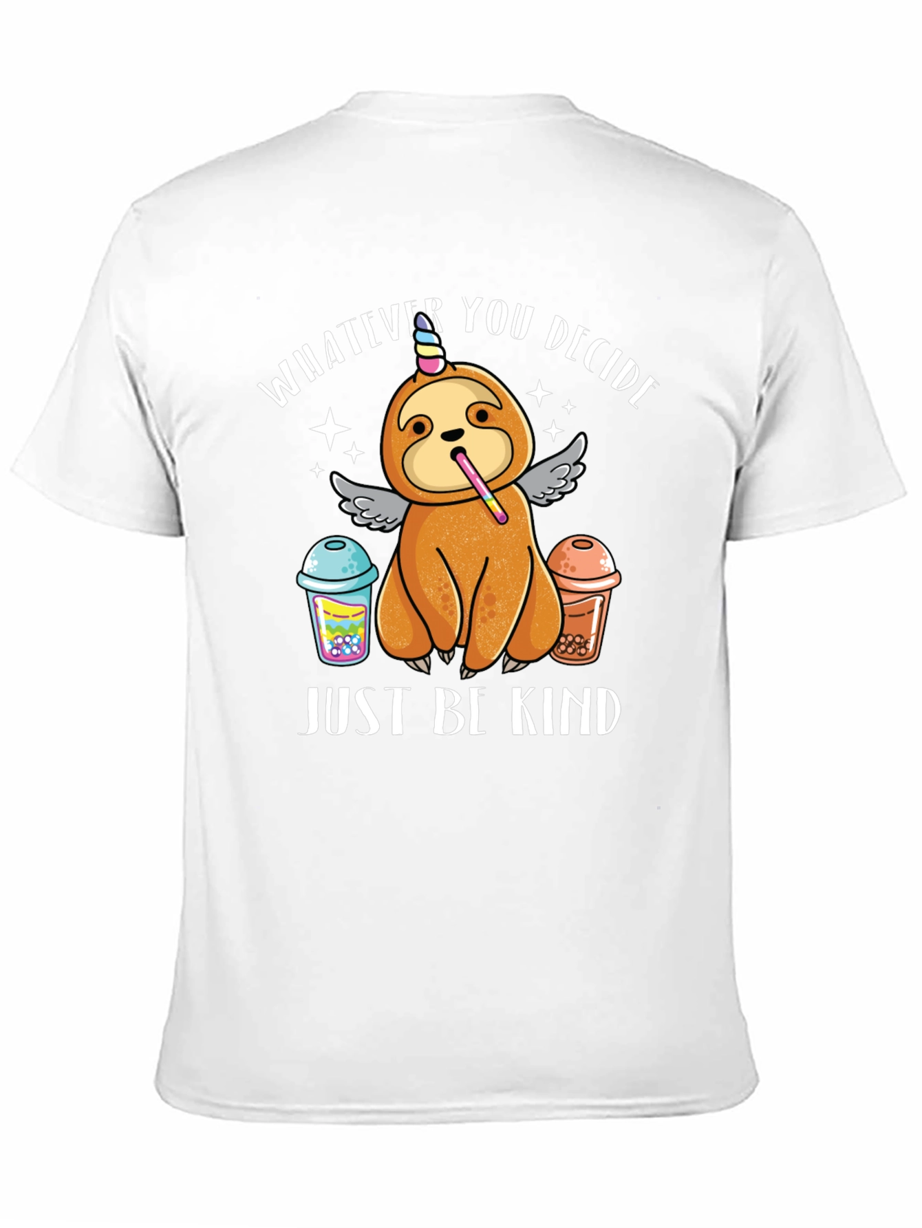 Black Sloth Unicorn Bubble Tea T-Shirt - Just Be Kind view 11