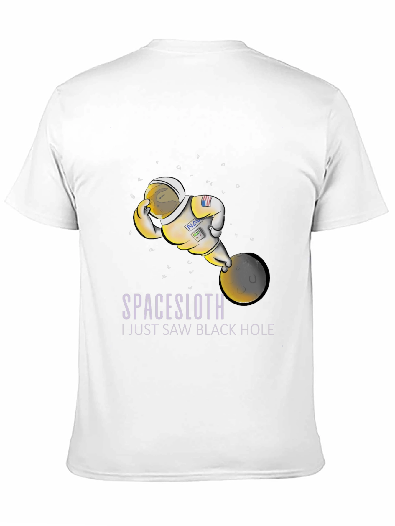 Black Space Sloth Astronaut T-Shirt - I Saw A Black Hole Funny Tee view 11
