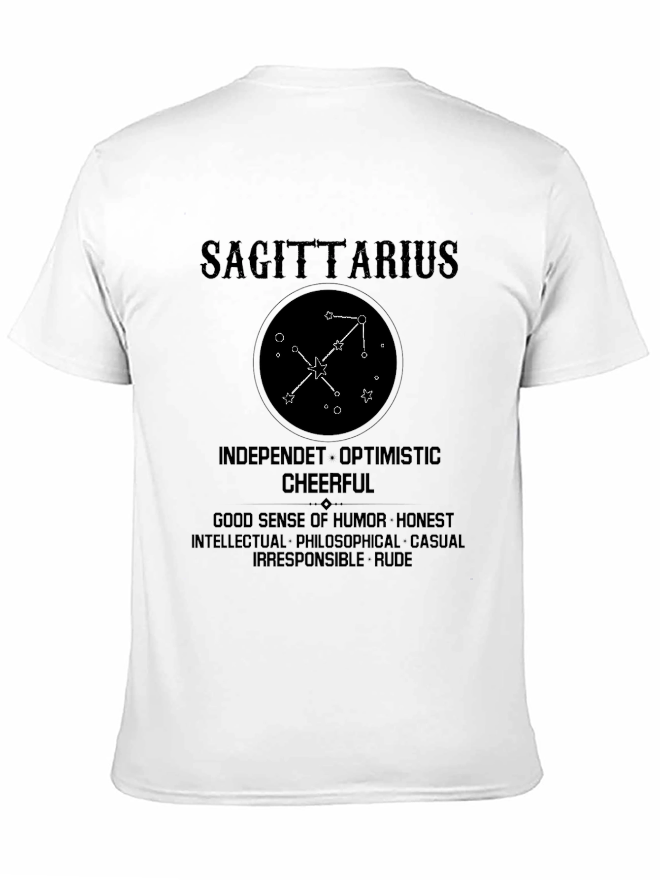 Black Sagittarius Zodiac Sign Black Graphic T-Shirt view 11