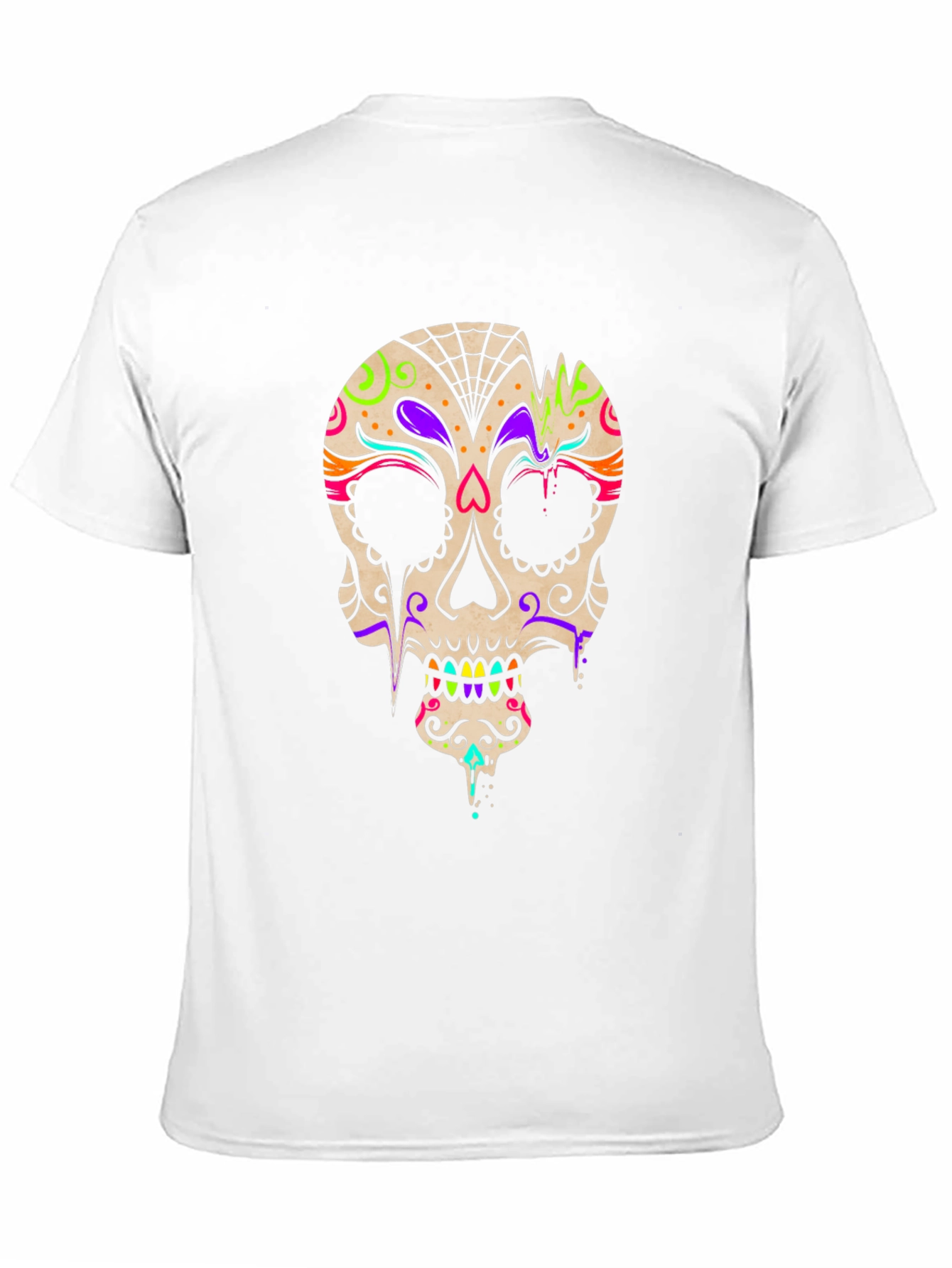 Black Day of the Dead Skull Graphic T-Shirt view 11