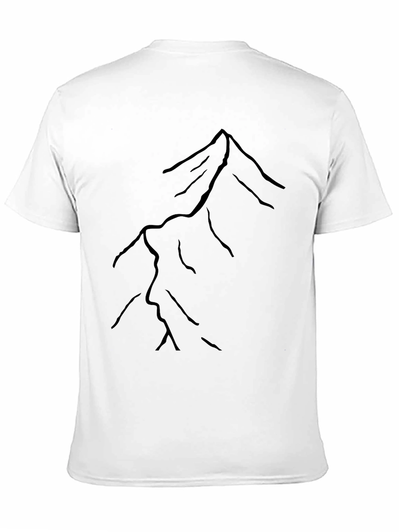 Black Mountain Line Art Graphic Tee - Black Cotton Casual T-Shirt view 11