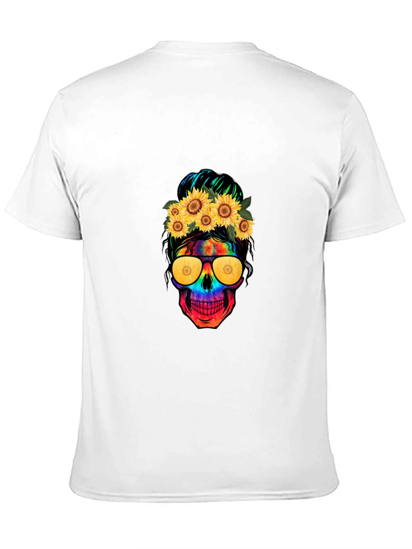Skull with Sunflowers Graphic Tee - 11