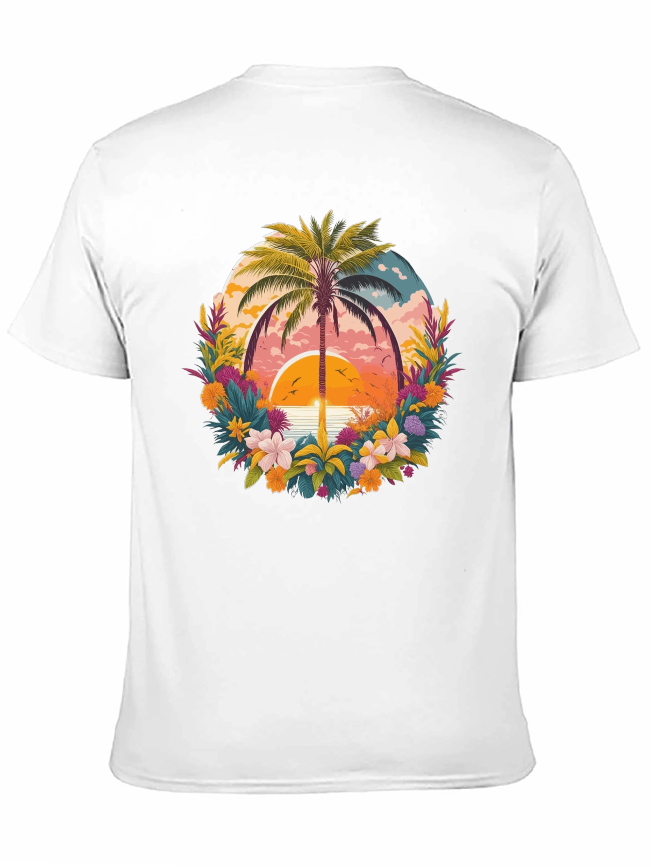 Black Tropical Sunset Palm Tree Graphic T-Shirt view 11
