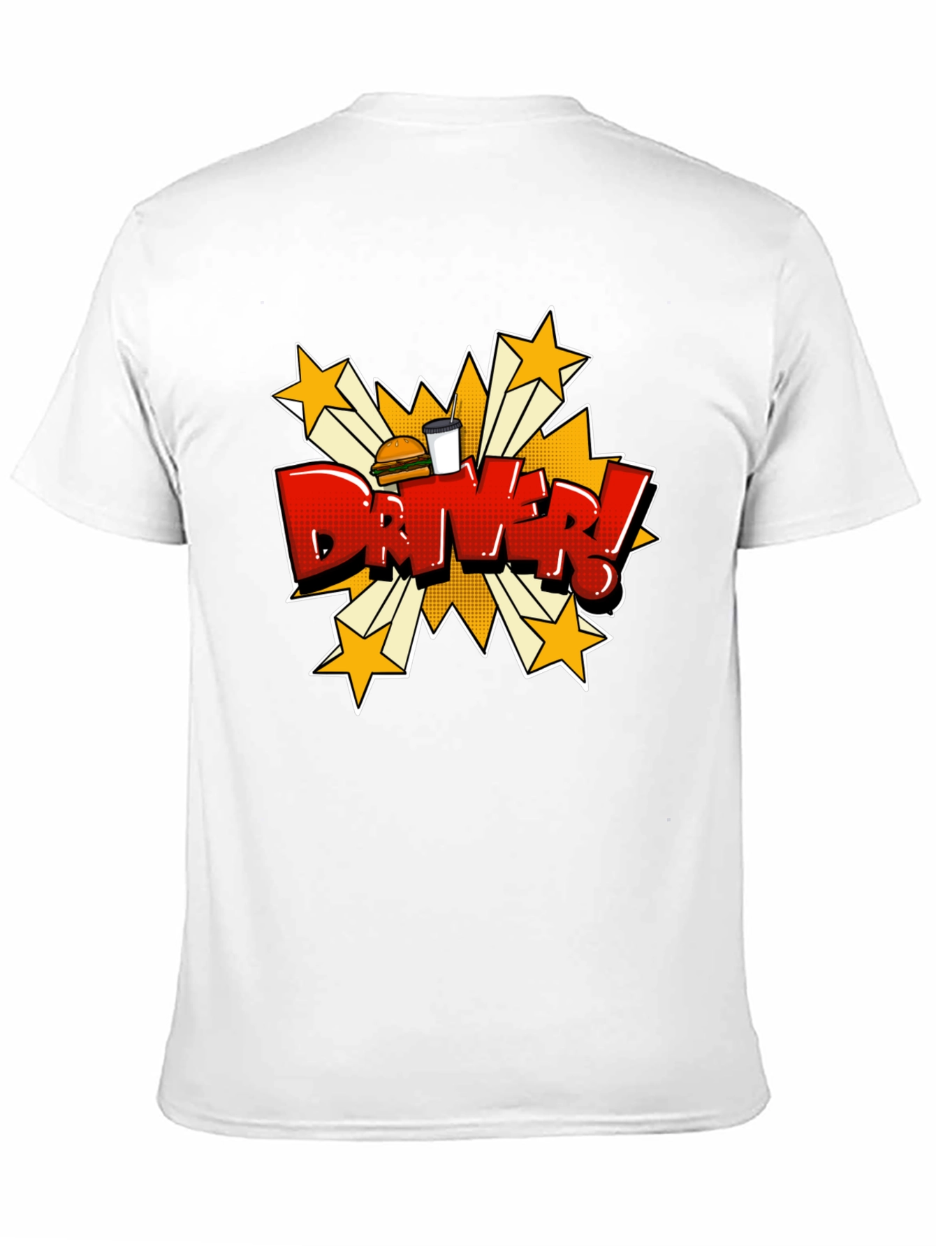 Black Driver Cartoon T-Shirt - Fast Food Delivery Style view 11