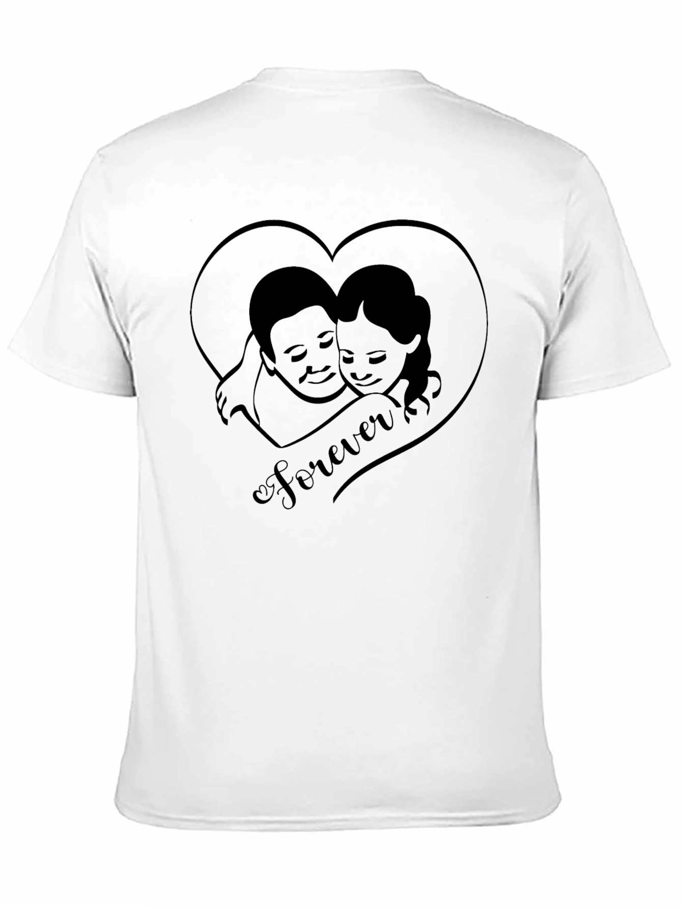 Black Forever Love Couple Heart T-Shirt view 11