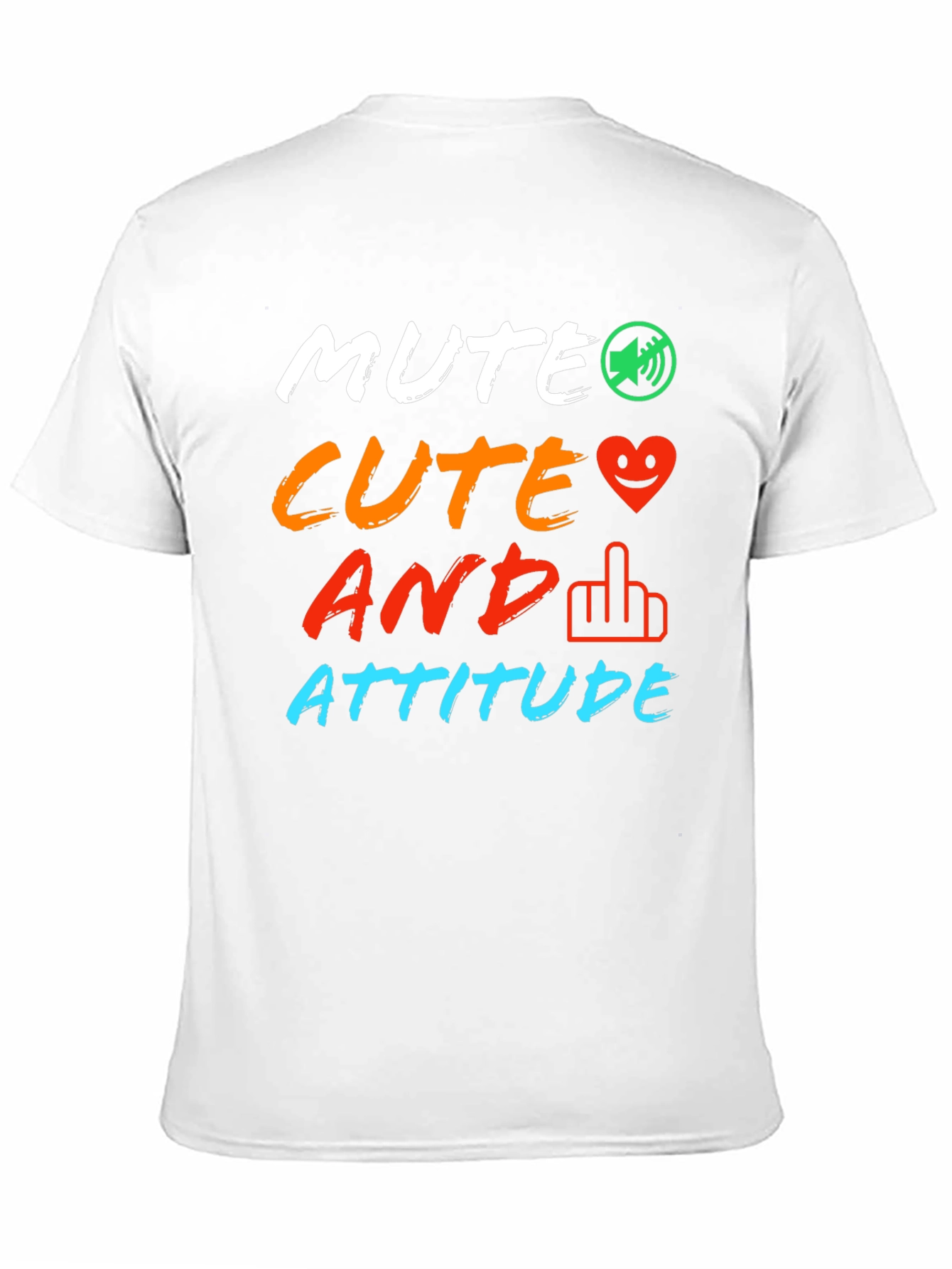 Black Mute Cute And Attitude Graphic Tee - Trendy Sarcastic T-Shirt view 11