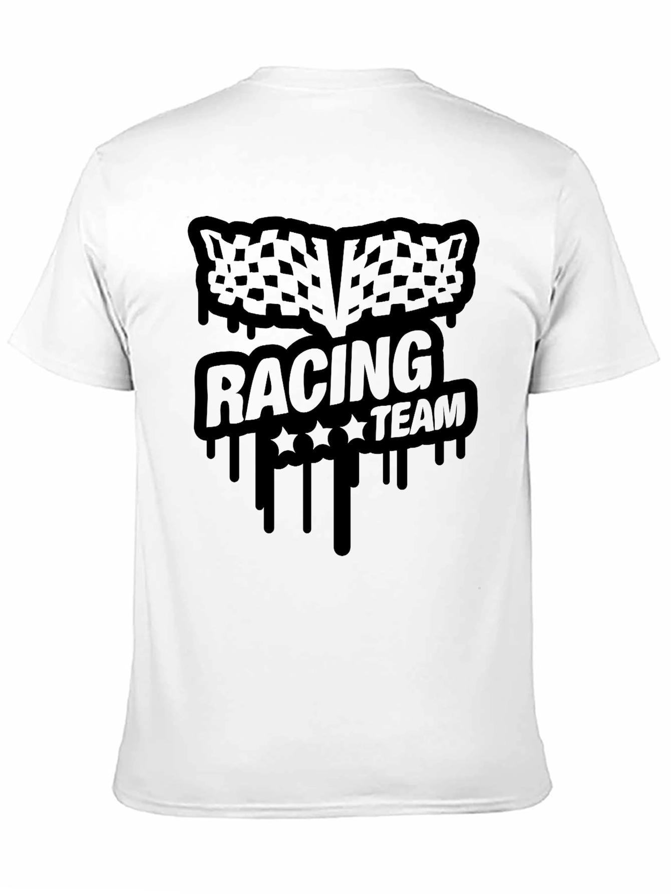 Black Racing Team Graphic Tee - Black Cotton Blend T-Shirt view 11