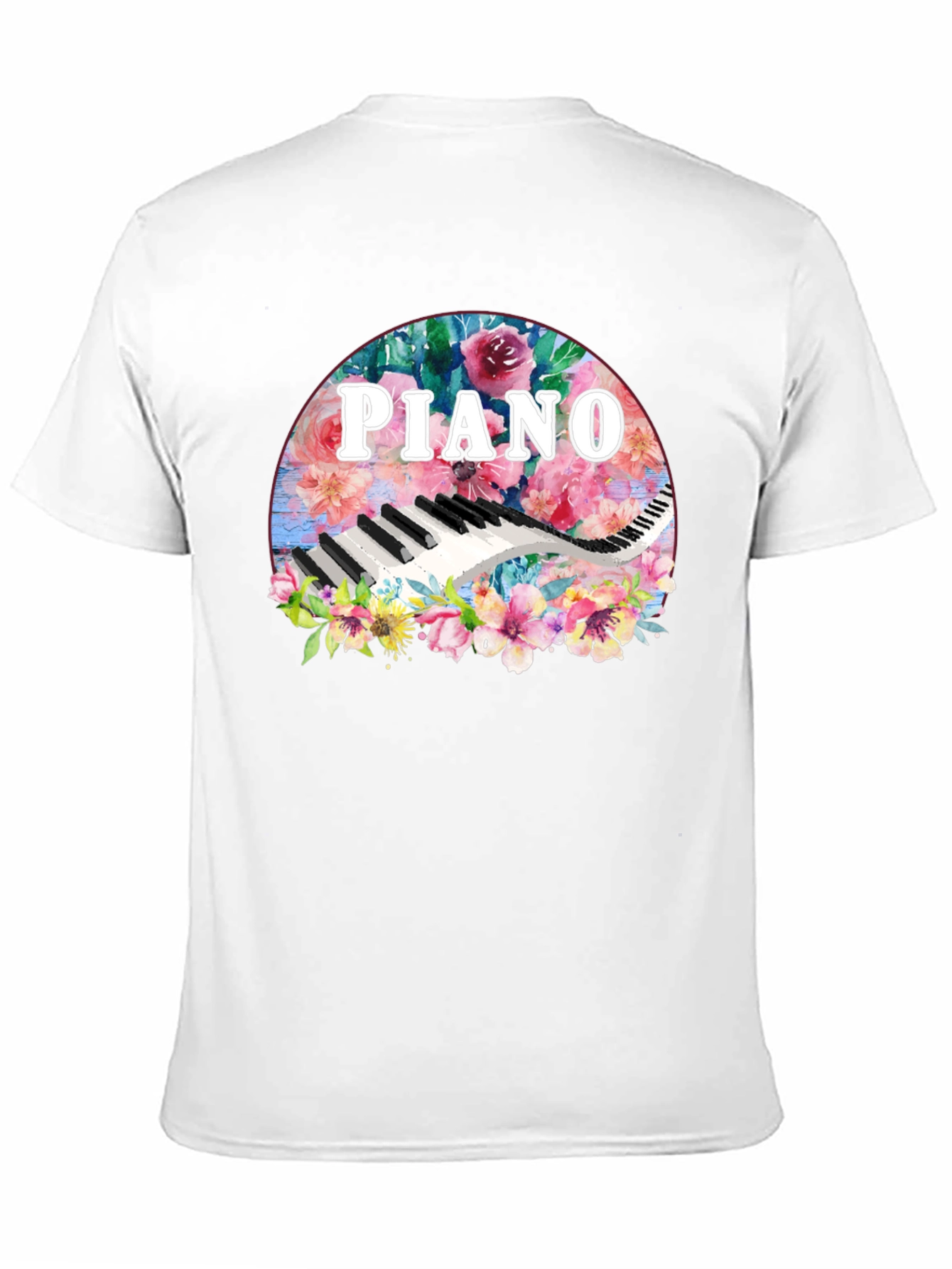Black Floral Piano T-Shirt - Music Lover Tee view 11