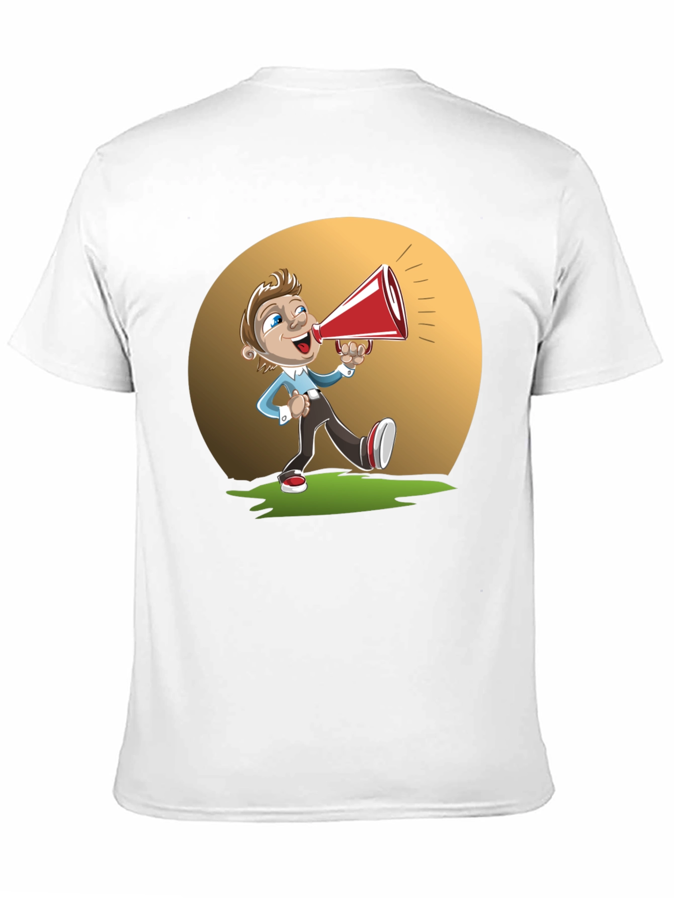 Black Cartoon Man with Megaphone Graphic T-Shirt view 11