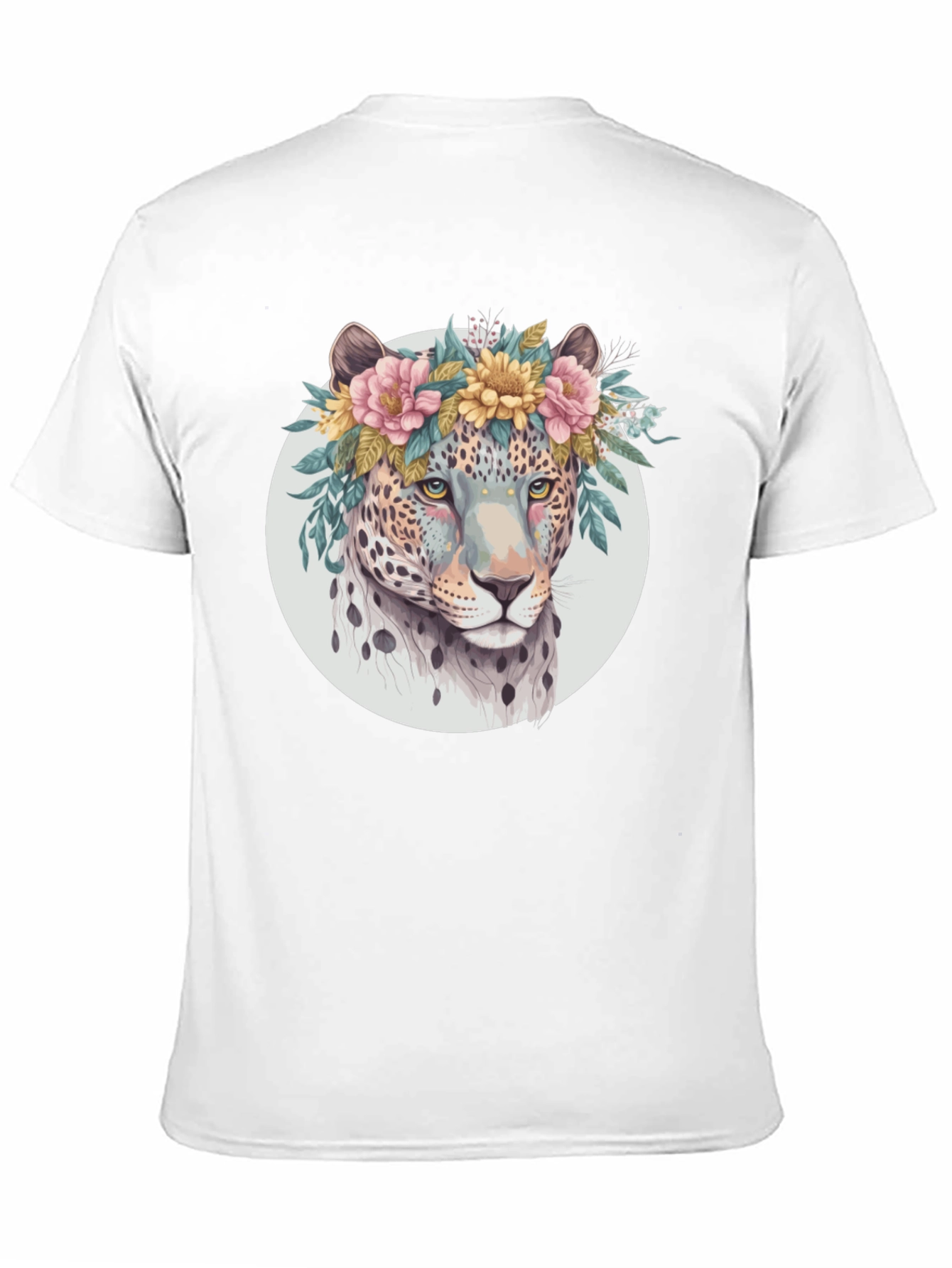 Black Floral Leopard Print Black T-Shirt view 11