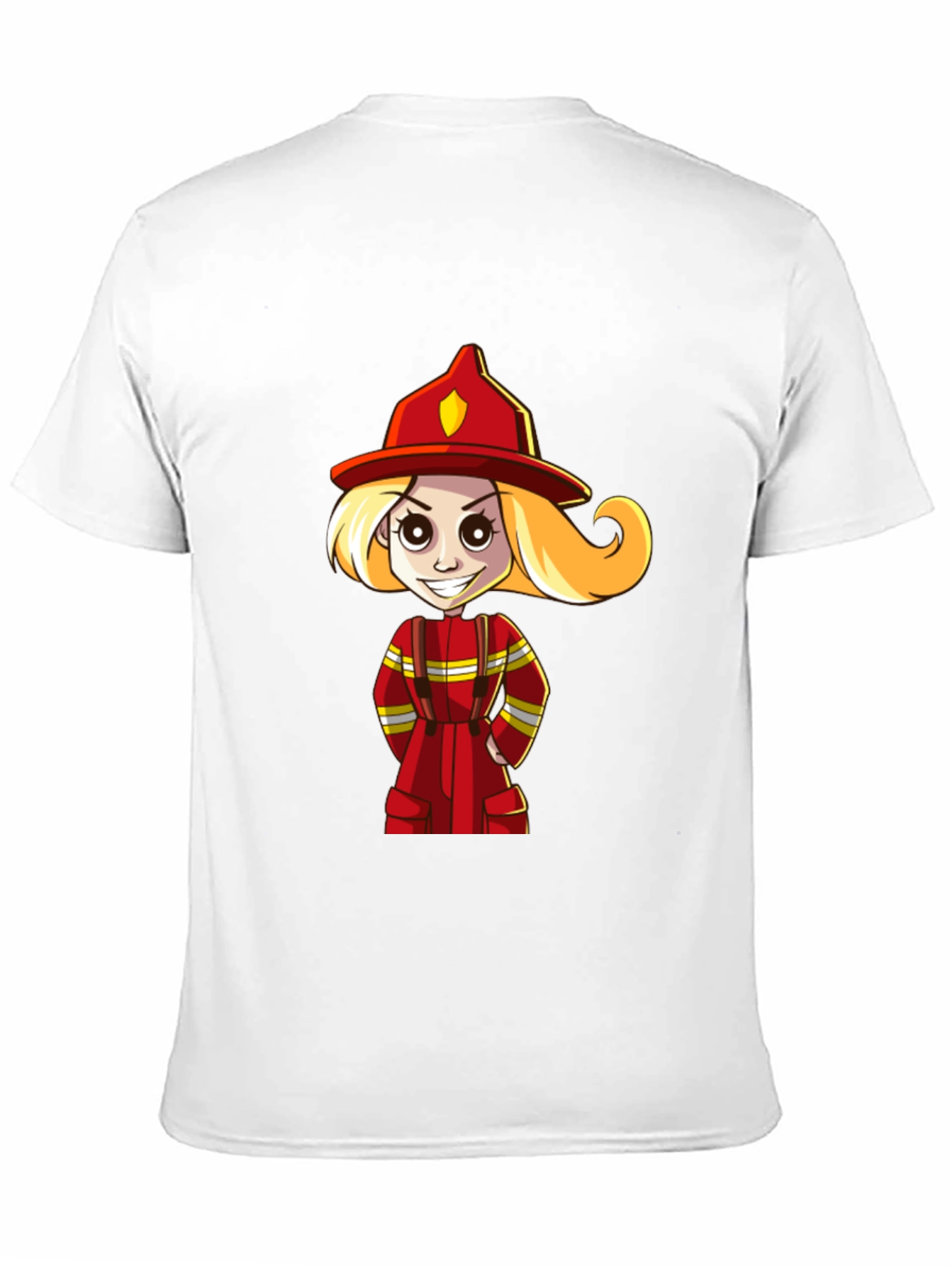 Black Cartoon Firefighter Girl T-Shirt view 11