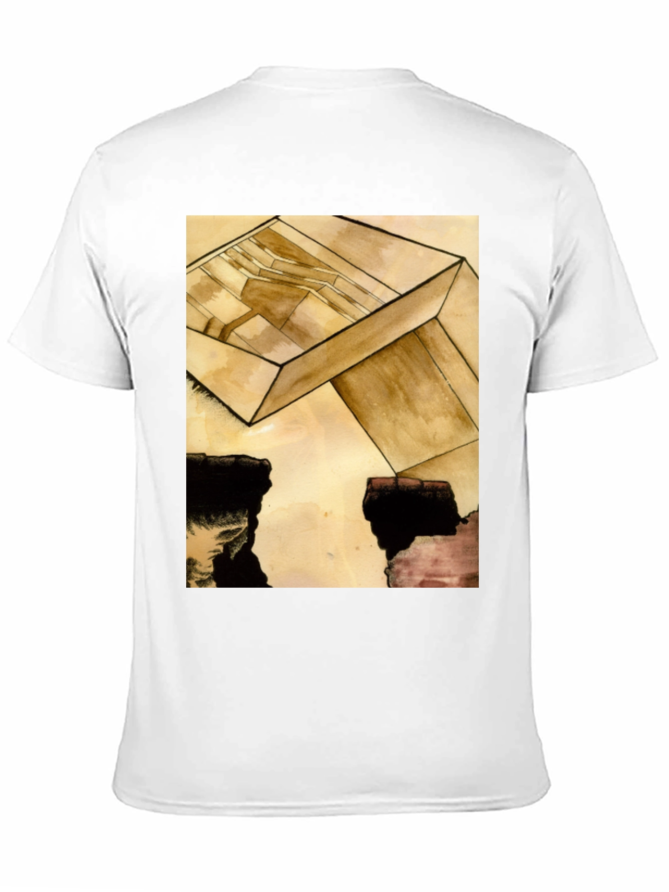 Black Abstract Cube Graphic Tee - Modern Art T-Shirt view 11
