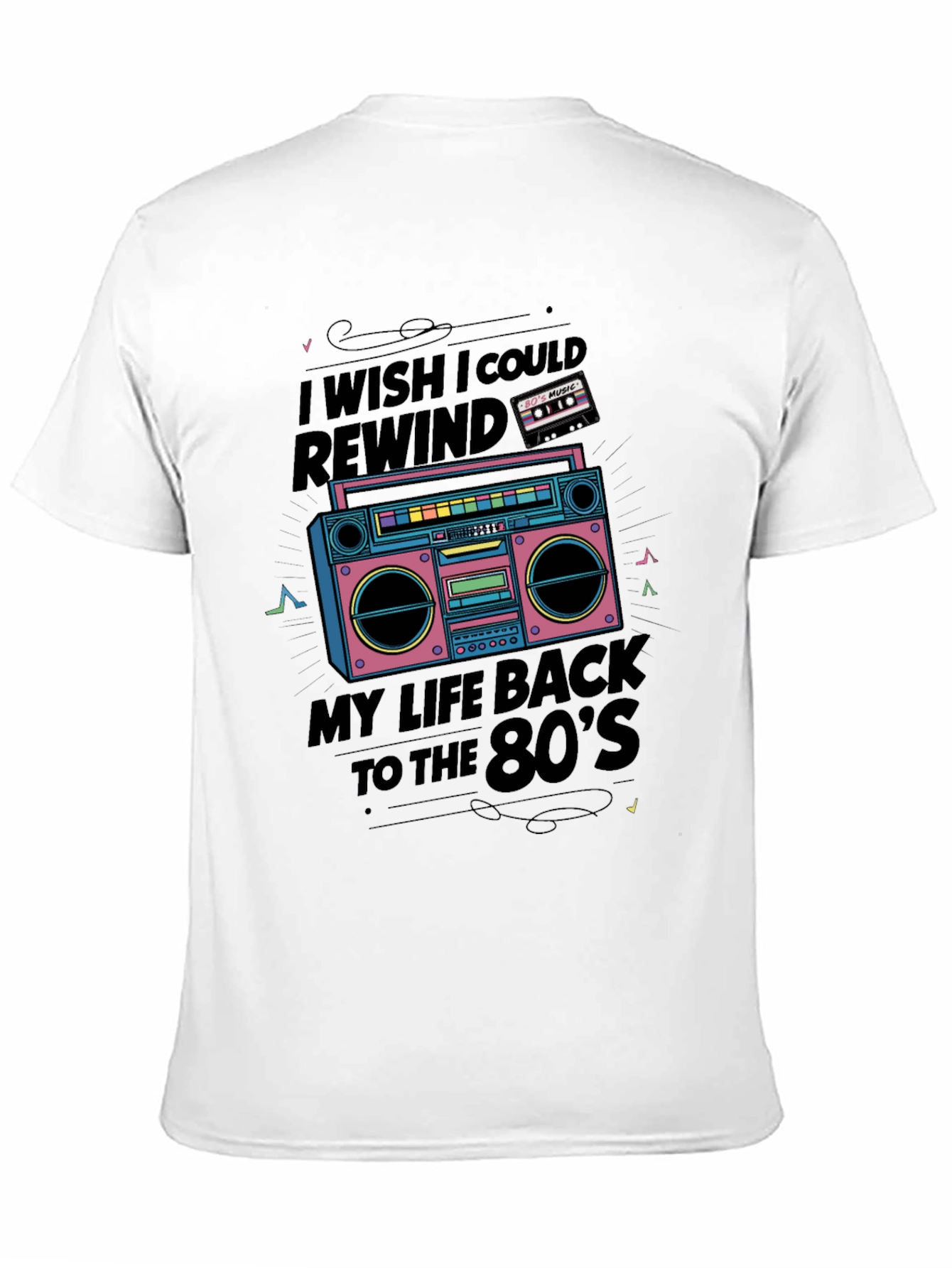 Black Retro 80's Music Boombox Graphic Tee view 11