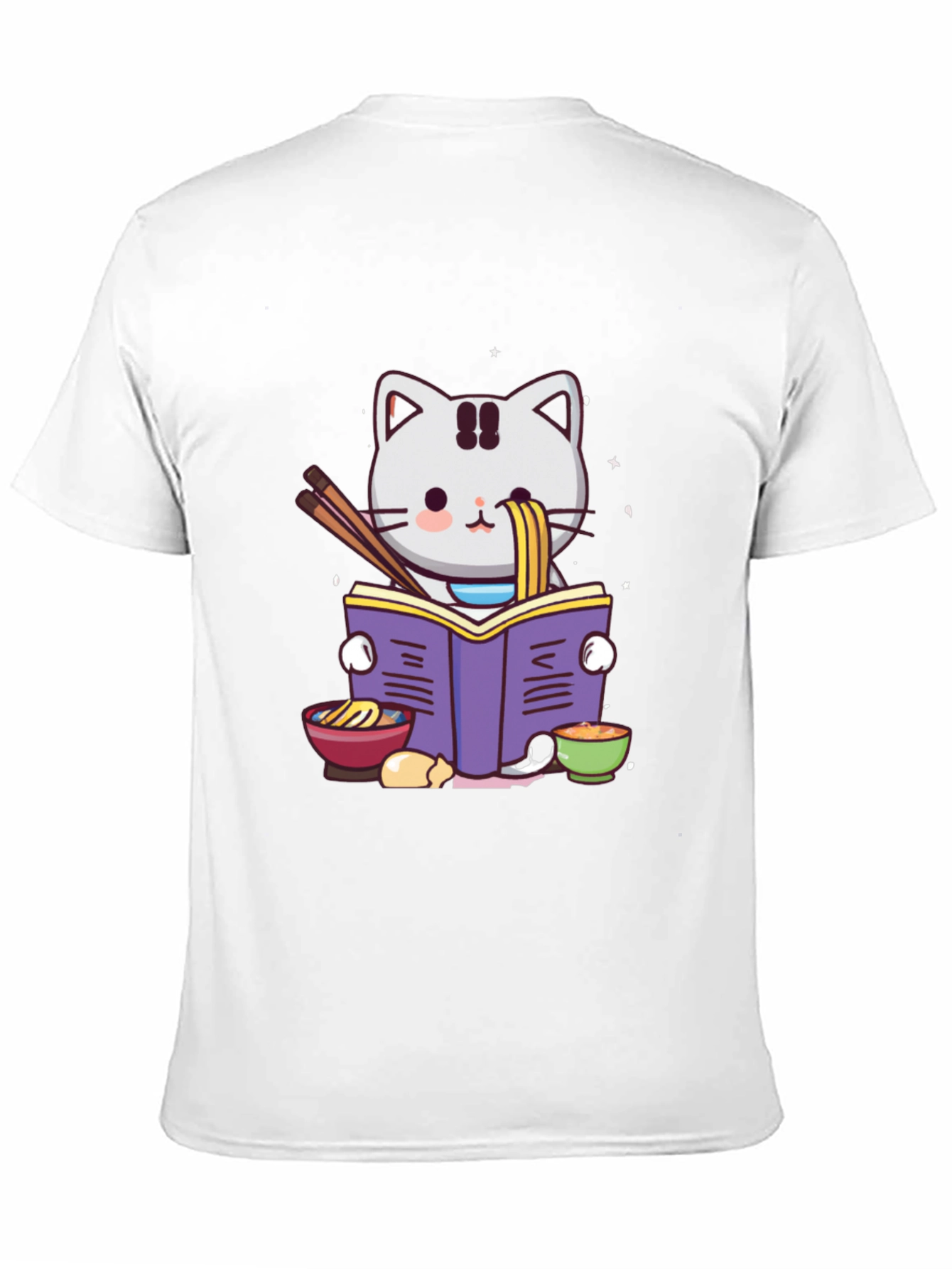 Black Ramen Cat Reading T-Shirt view 11