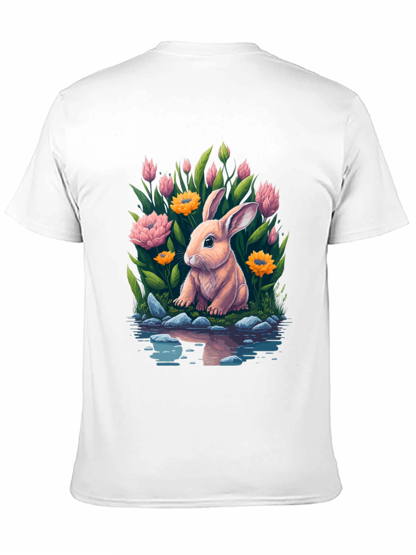 Black Bunny & Blooms Graphic Tee - Men's Black T-Shirt view 11