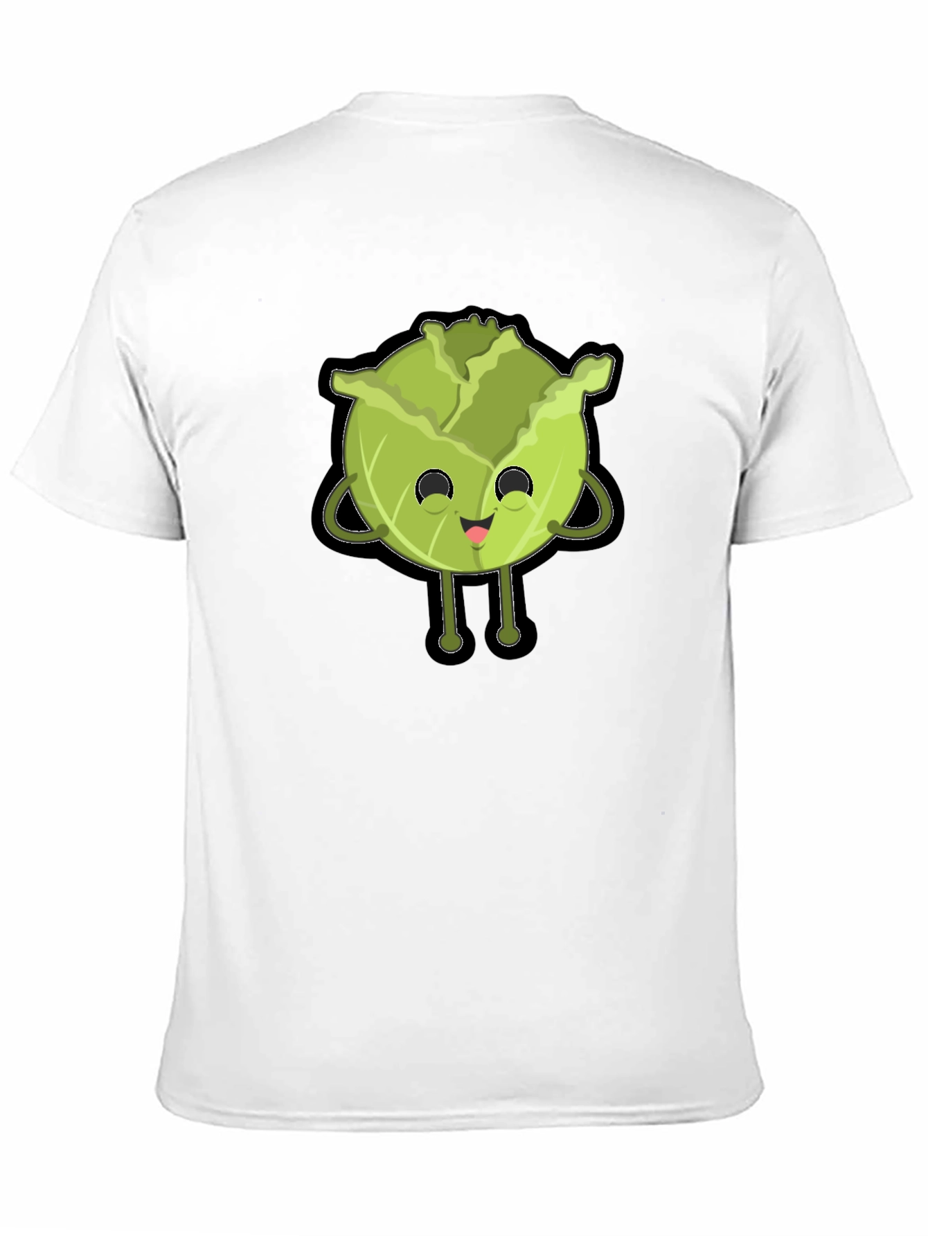 Black Cute Cabbage Character Graphic Tee - Black Cotton T-Shirt view 11