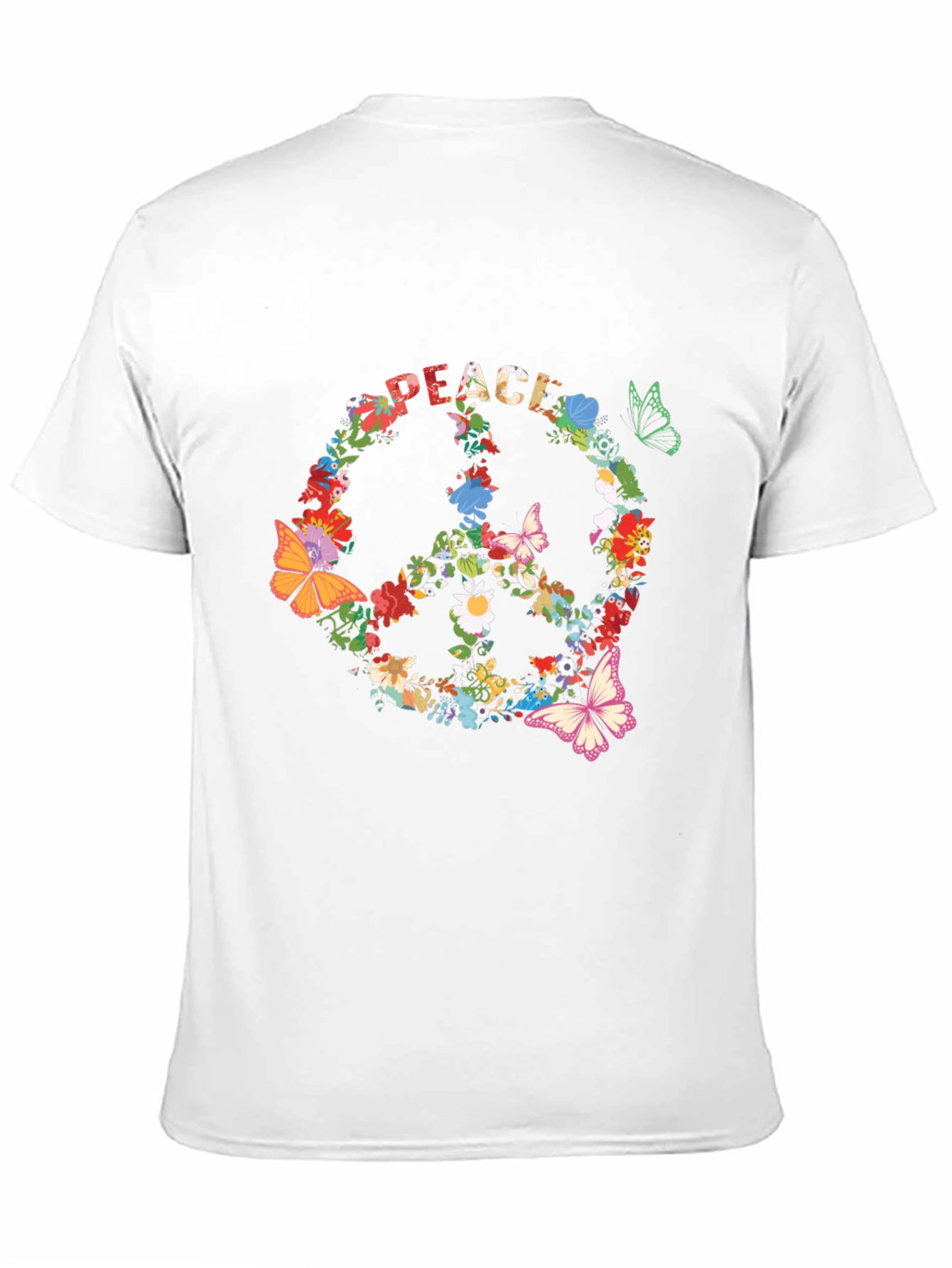 Black Floral Peace Sign T-Shirt - Retro Hippie Style view 11