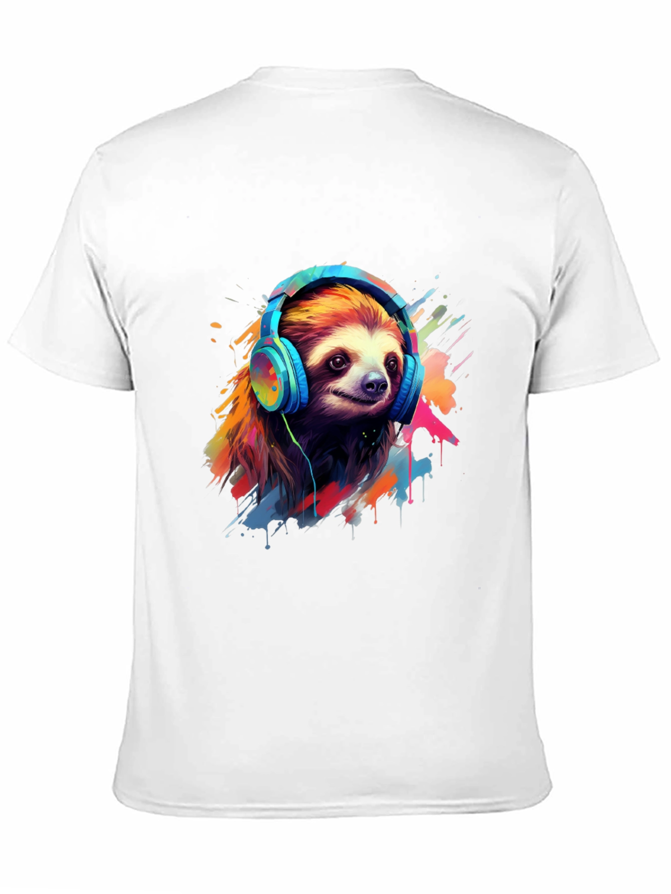 Black Sloth in Headphones Graphic Tee view 11