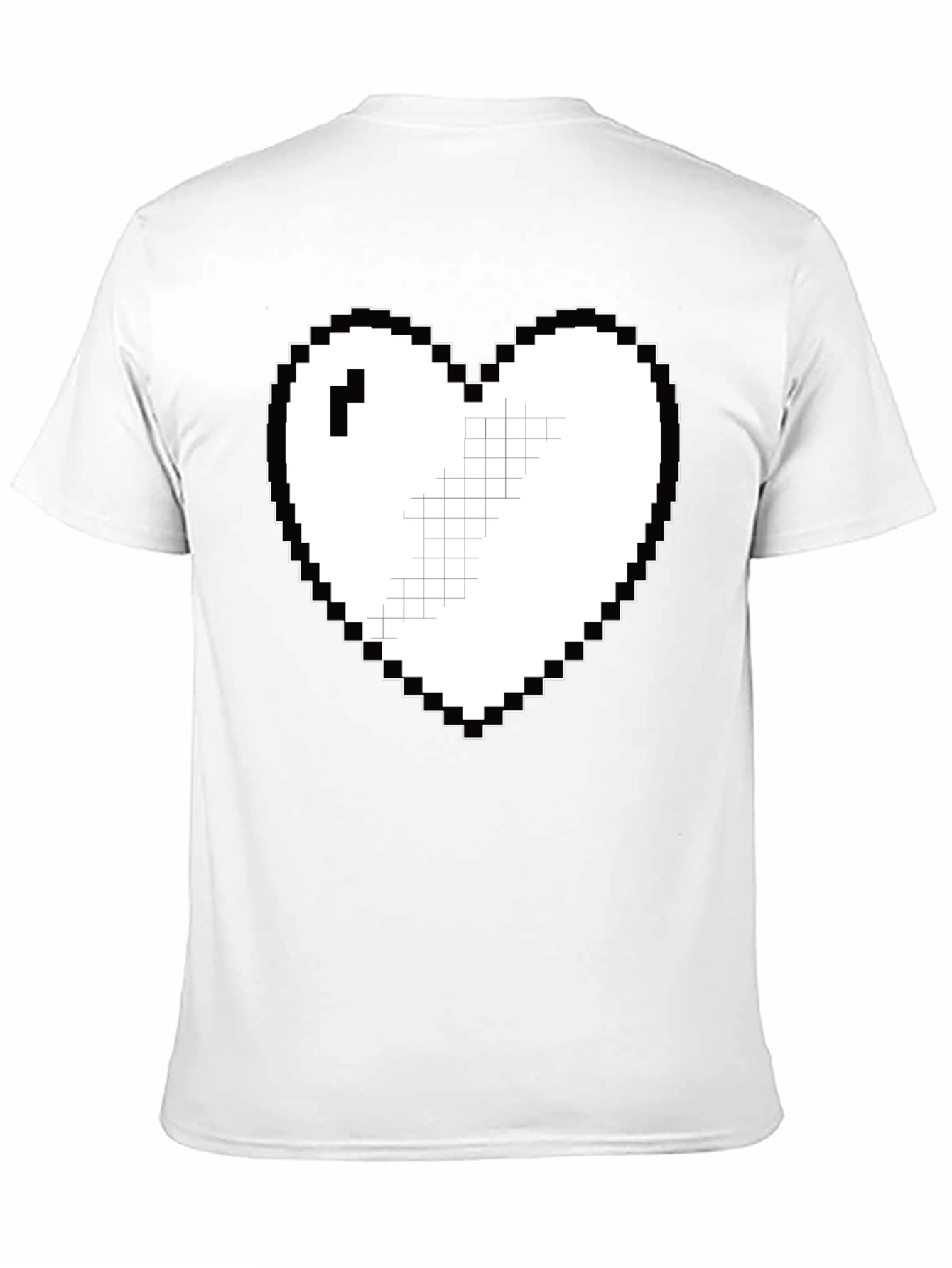 Black Pixel Heart Graphic Tee - Casual Black T-Shirt view 11