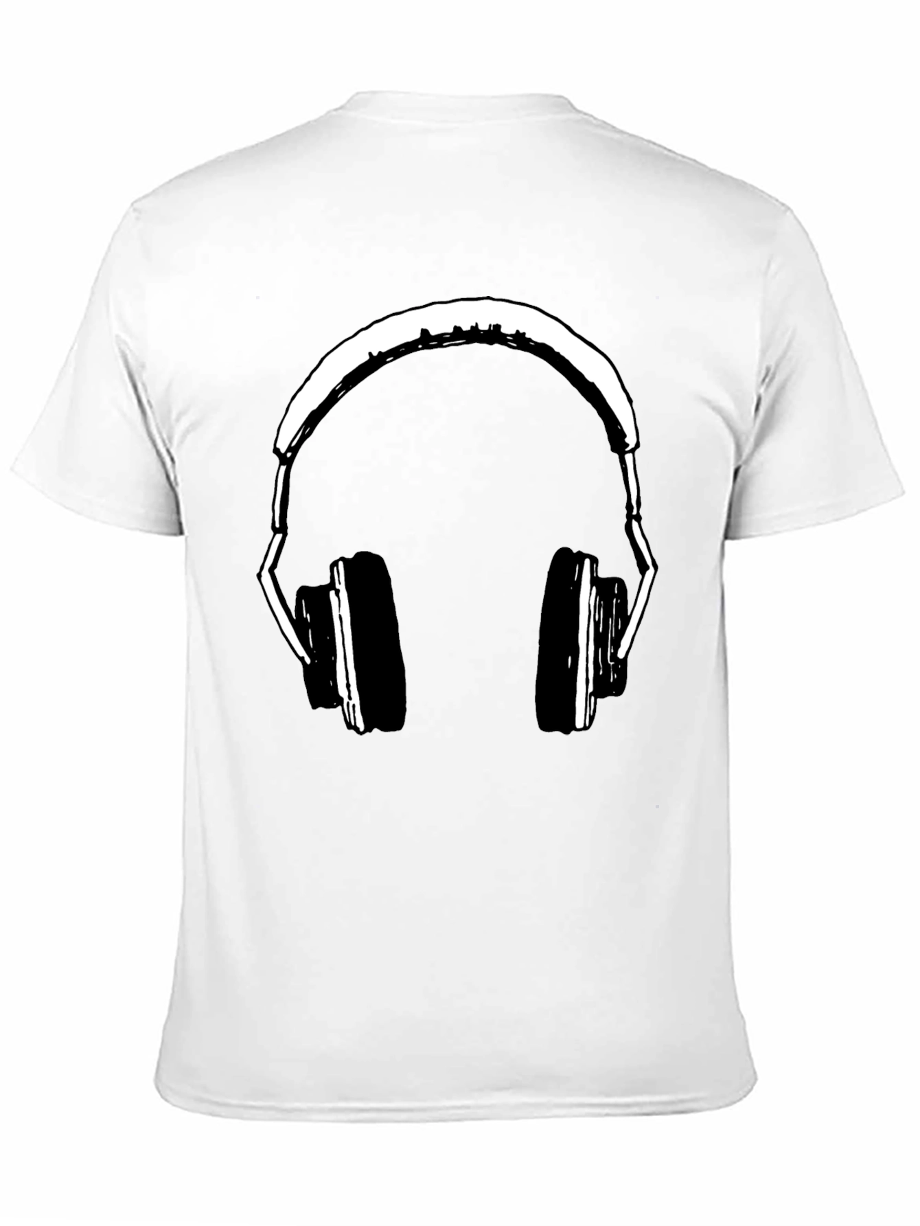 Black Headphones Graphic Print Black T-Shirt view 11
