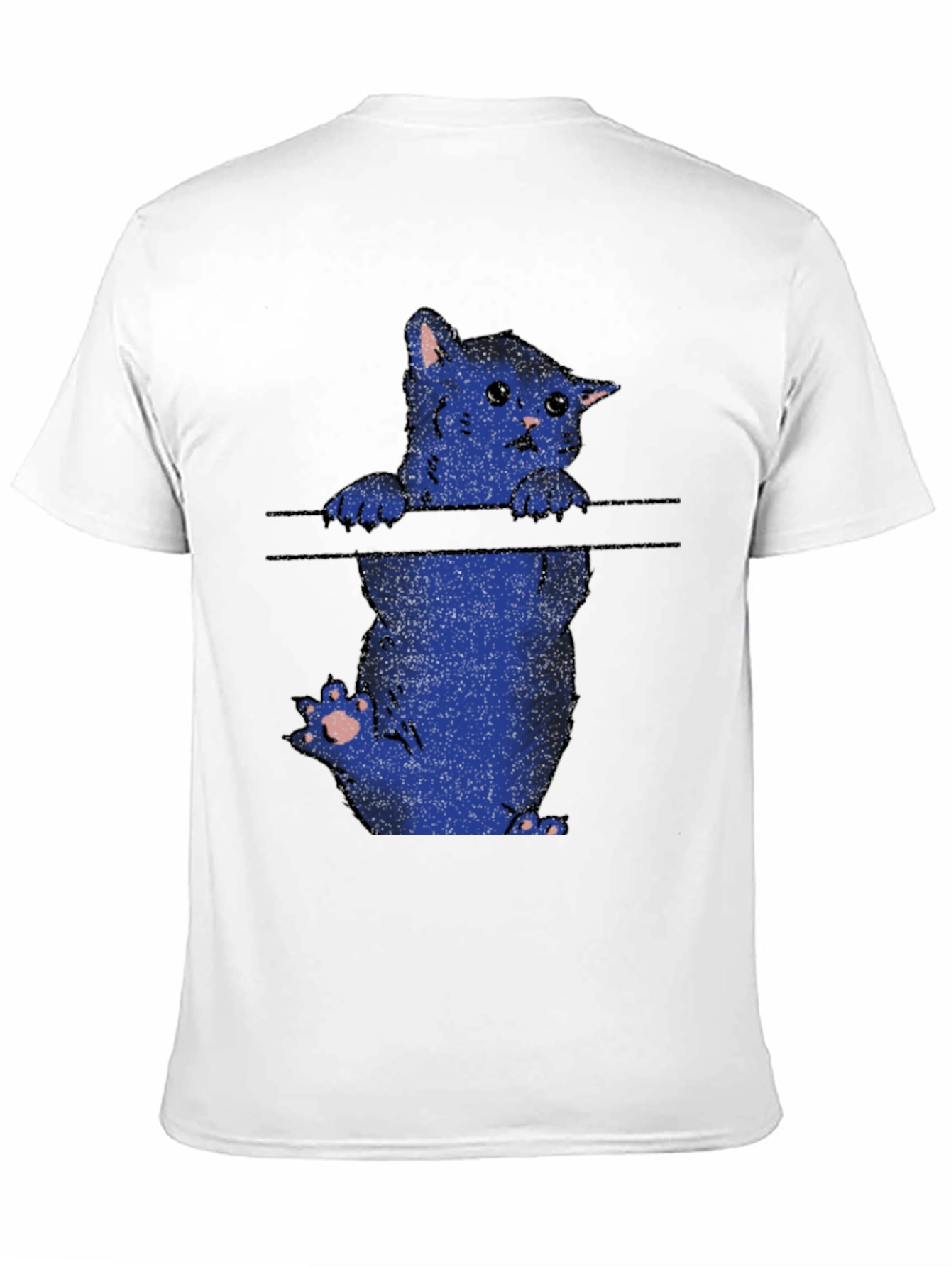 Black Sad Cat T-Shirt - Black Crew Neck Graphic Tee view 11