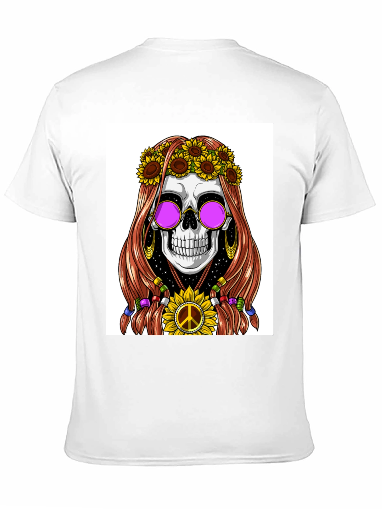 Black Hippie Skull Graphic T-Shirt view 11