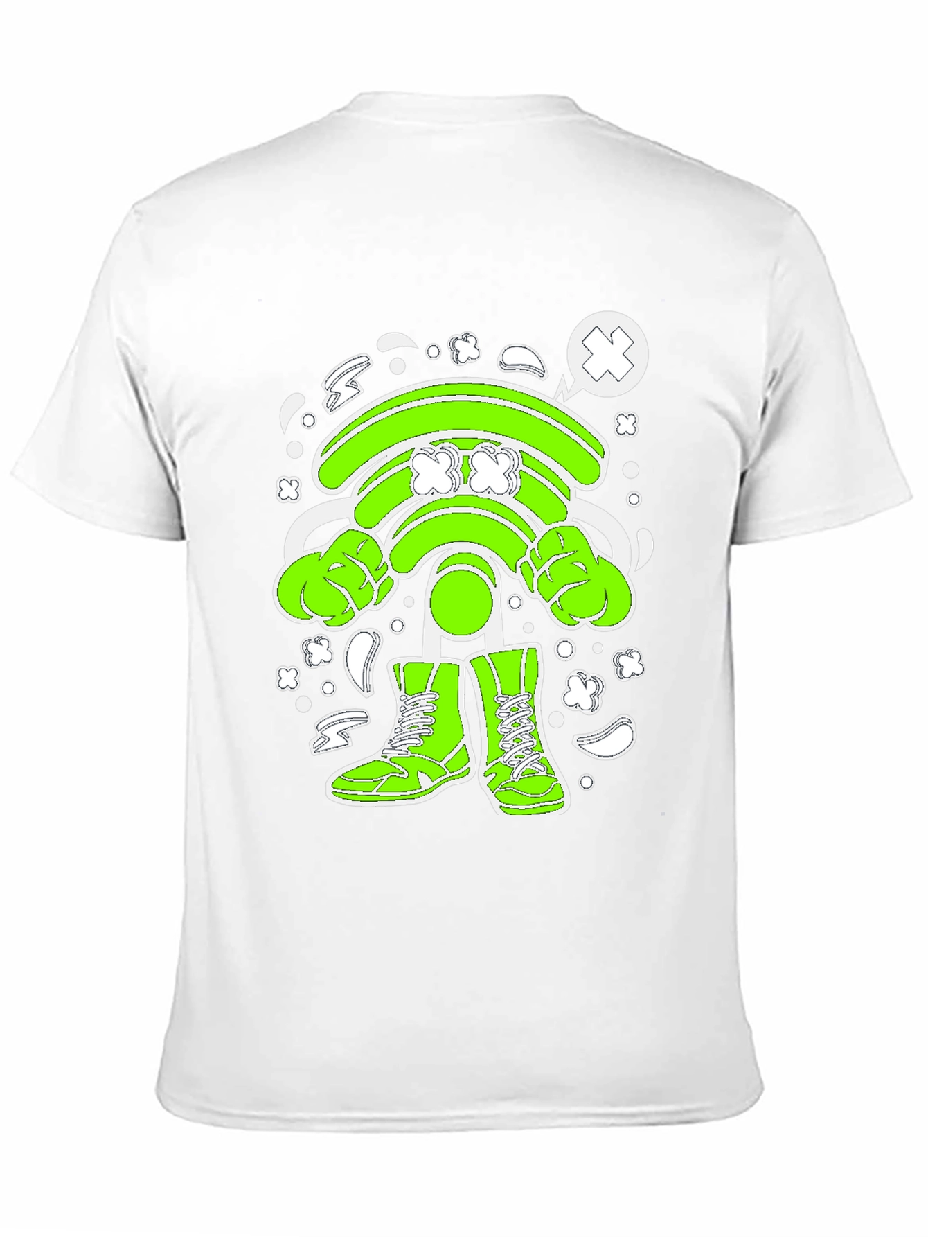 Black Funny Wifi Cartoon Graphic T-Shirt view 11