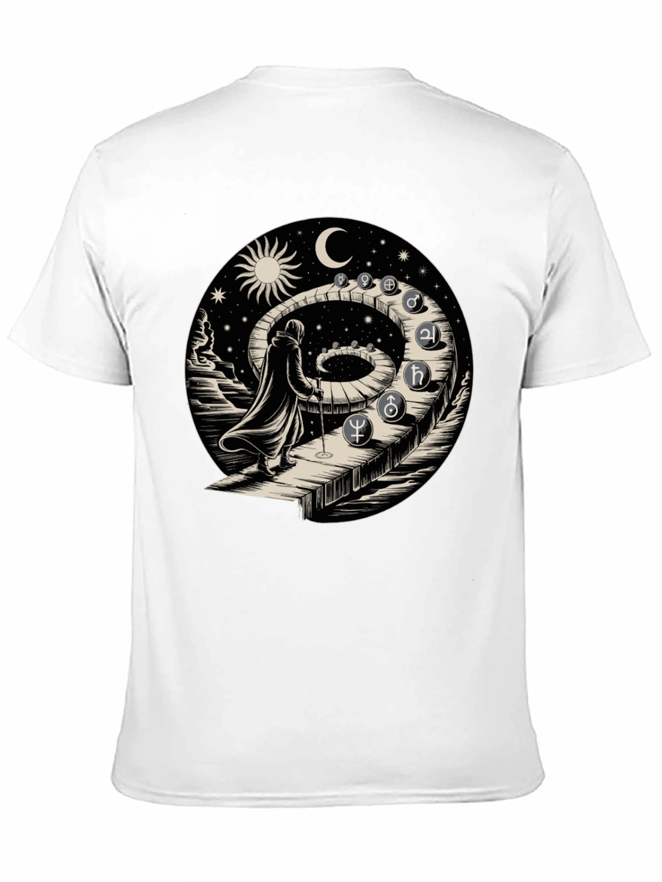 Black Astrological Path T-Shirt - Spiritual Journey Design view 11