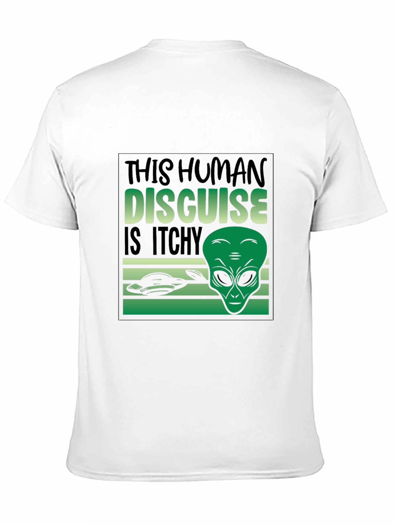 Black Alien Disguise T-Shirt - Funny Sci-Fi Tee view 11