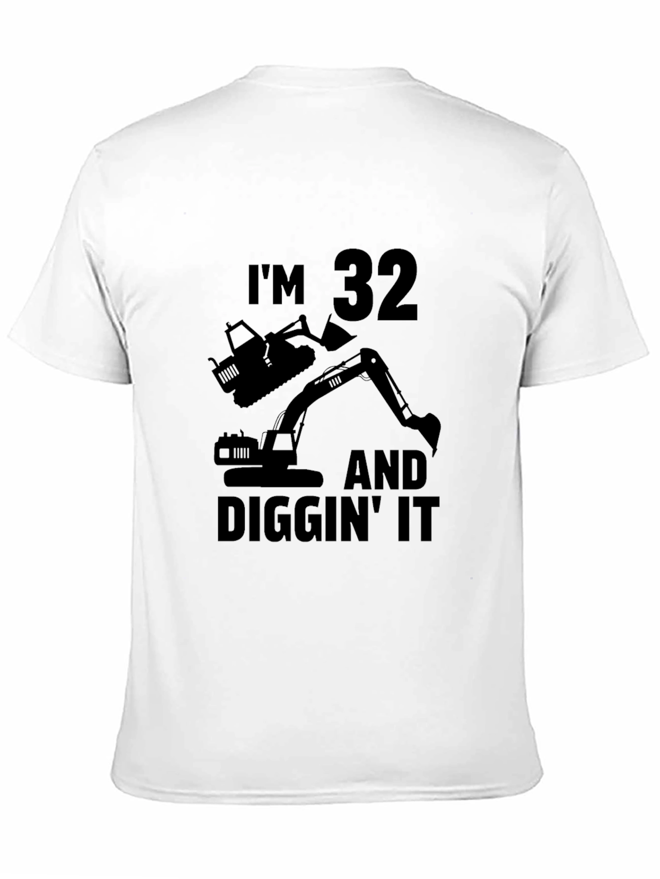 Black I'm 32 Diggin' It Excavator Birthday T-Shirt view 11