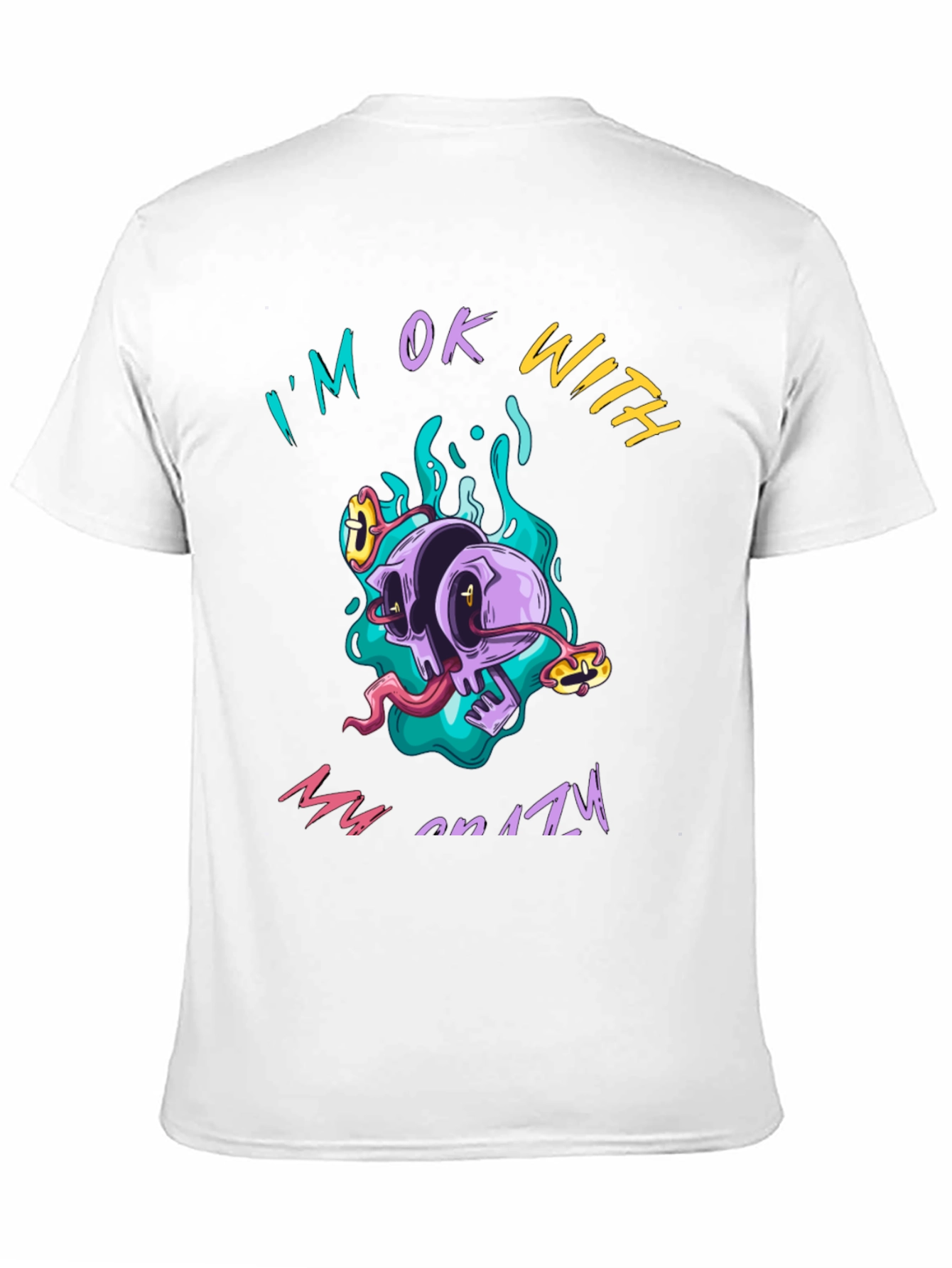 Black Crazy Skull Graphic Tee - Black Cotton T-Shirt view 11