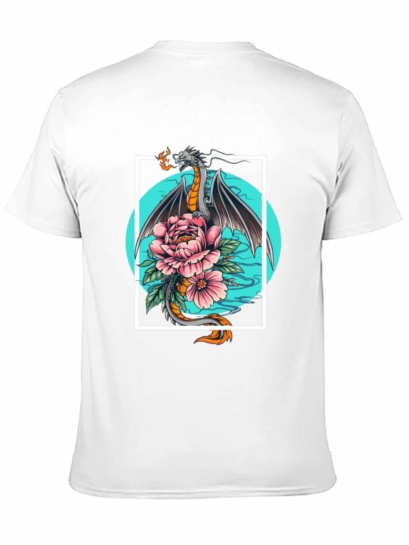 Black Dragon & Floral Graphic Tee view 11