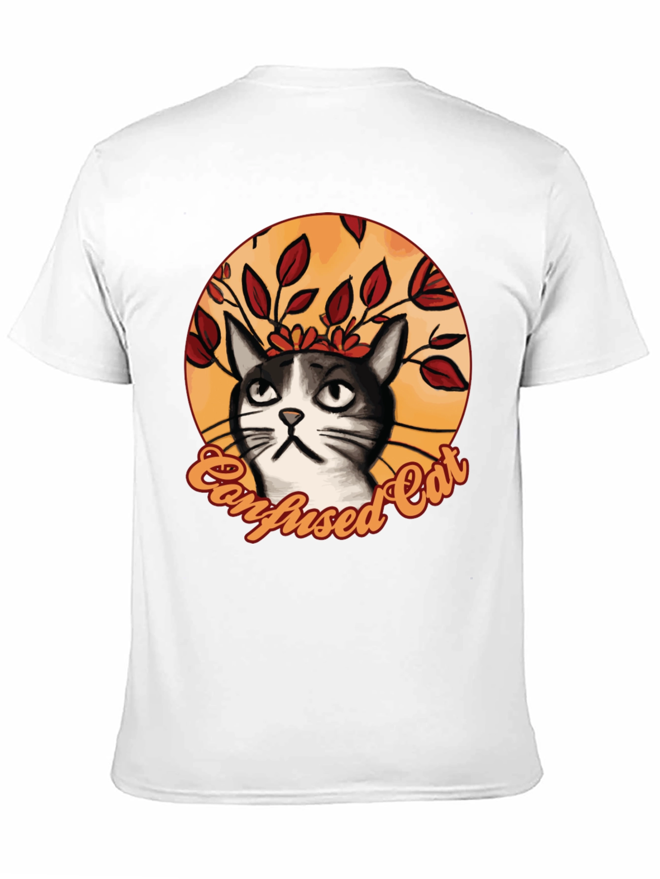 Black Confused Cat Graphic T-Shirt - Funny Cat Lover Tee view 11
