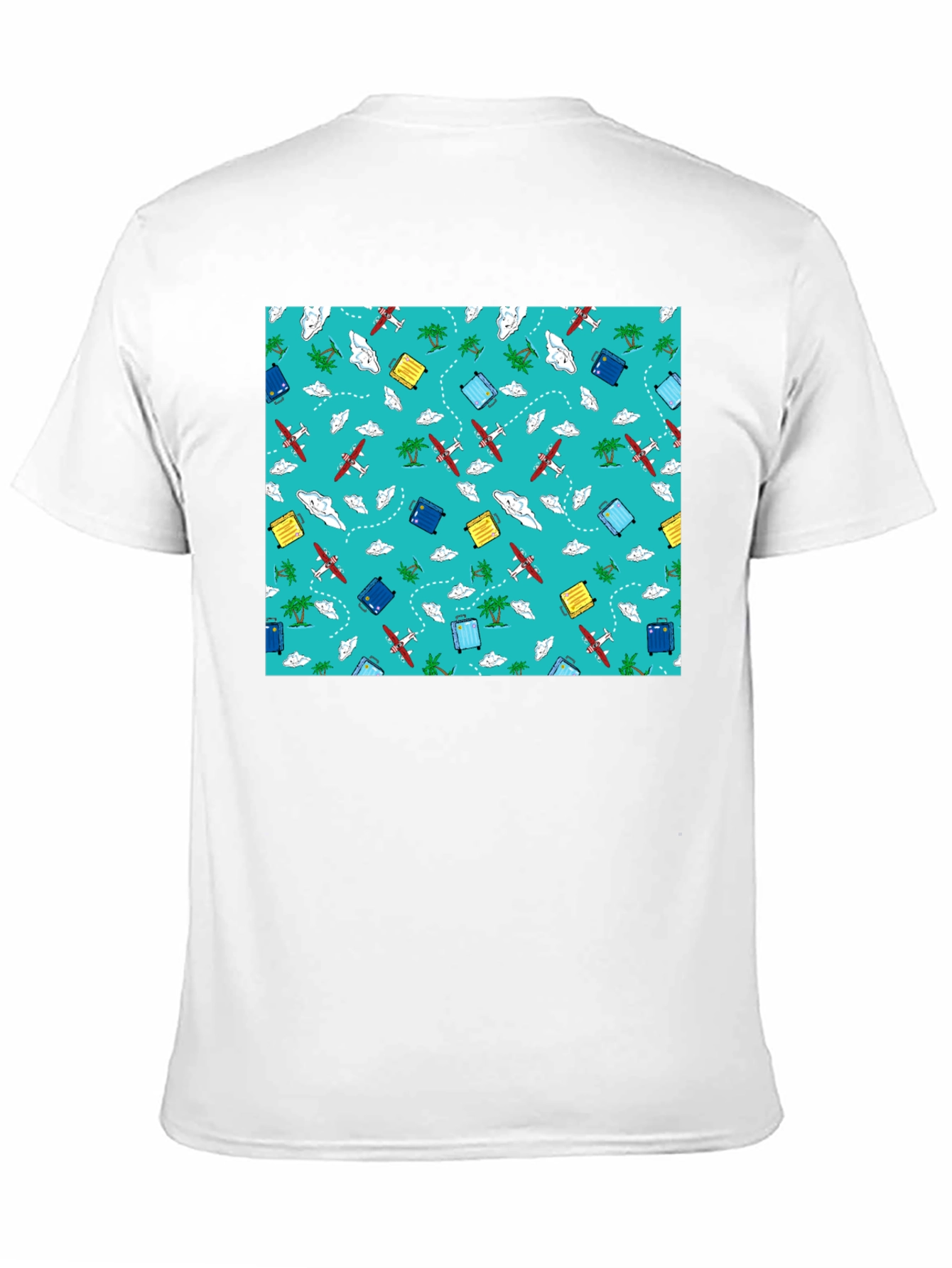 Black Travel Pattern Black T-Shirt view 11