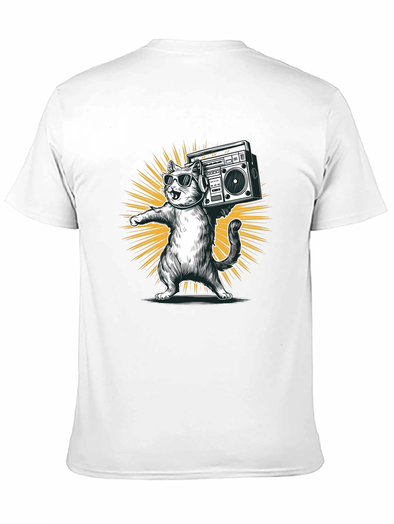 Black Cool Cat Boombox Graphic Tee view 11
