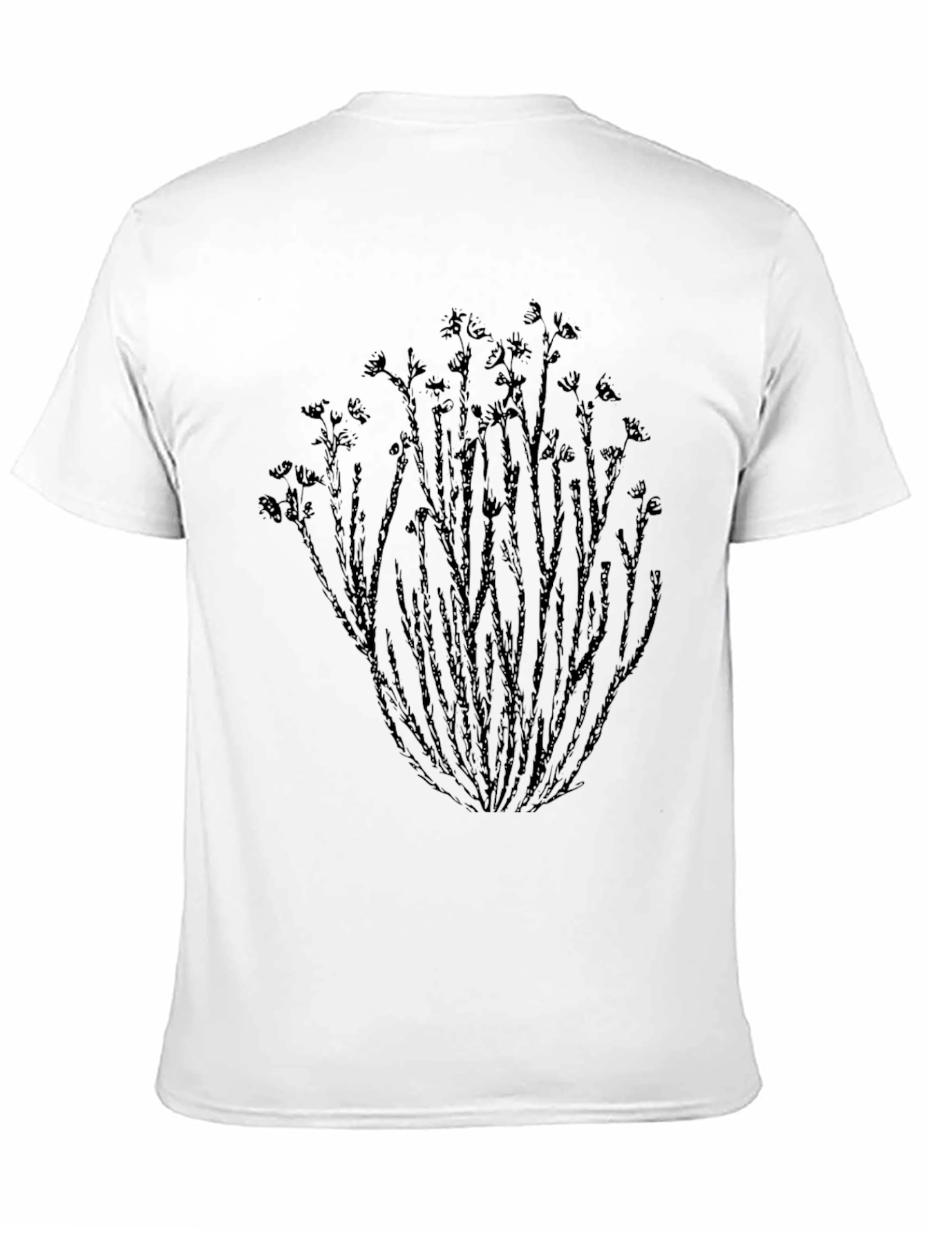 Black Men's Black T-Shirt with Floral Stem Design view 11