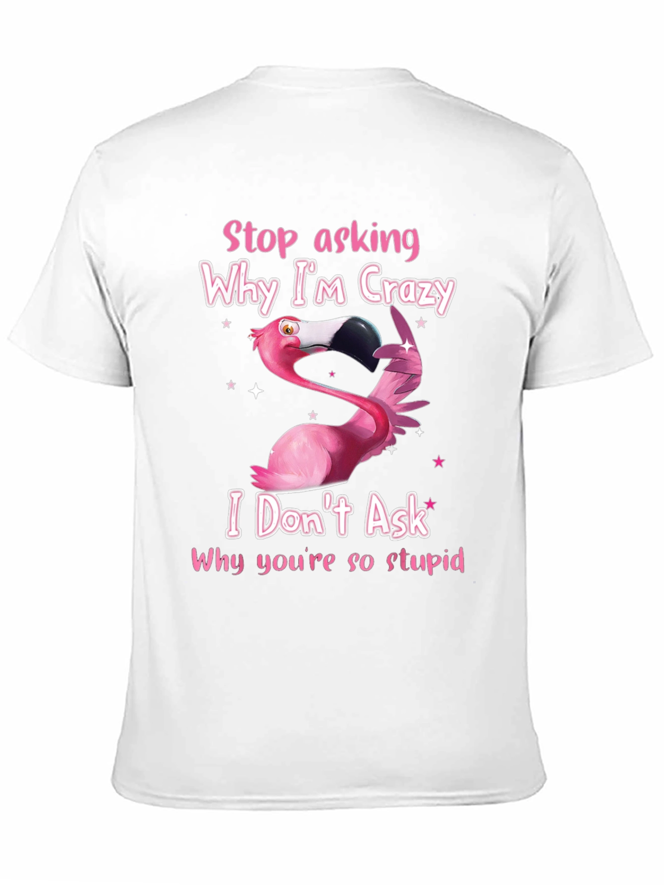 Black Crazy Flamingo Graphic T-Shirt - Funny Sarcastic Tee view 11