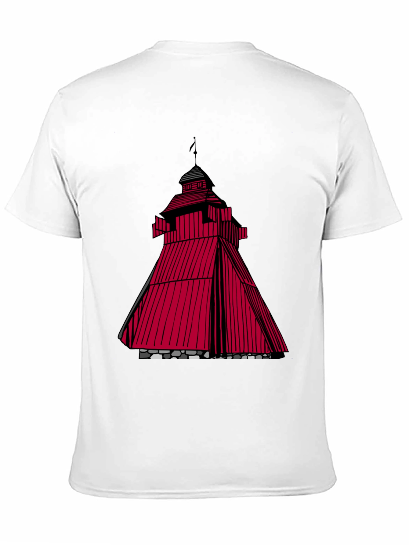 Black Red Tower Graphic T-Shirt - Unique Design view 11