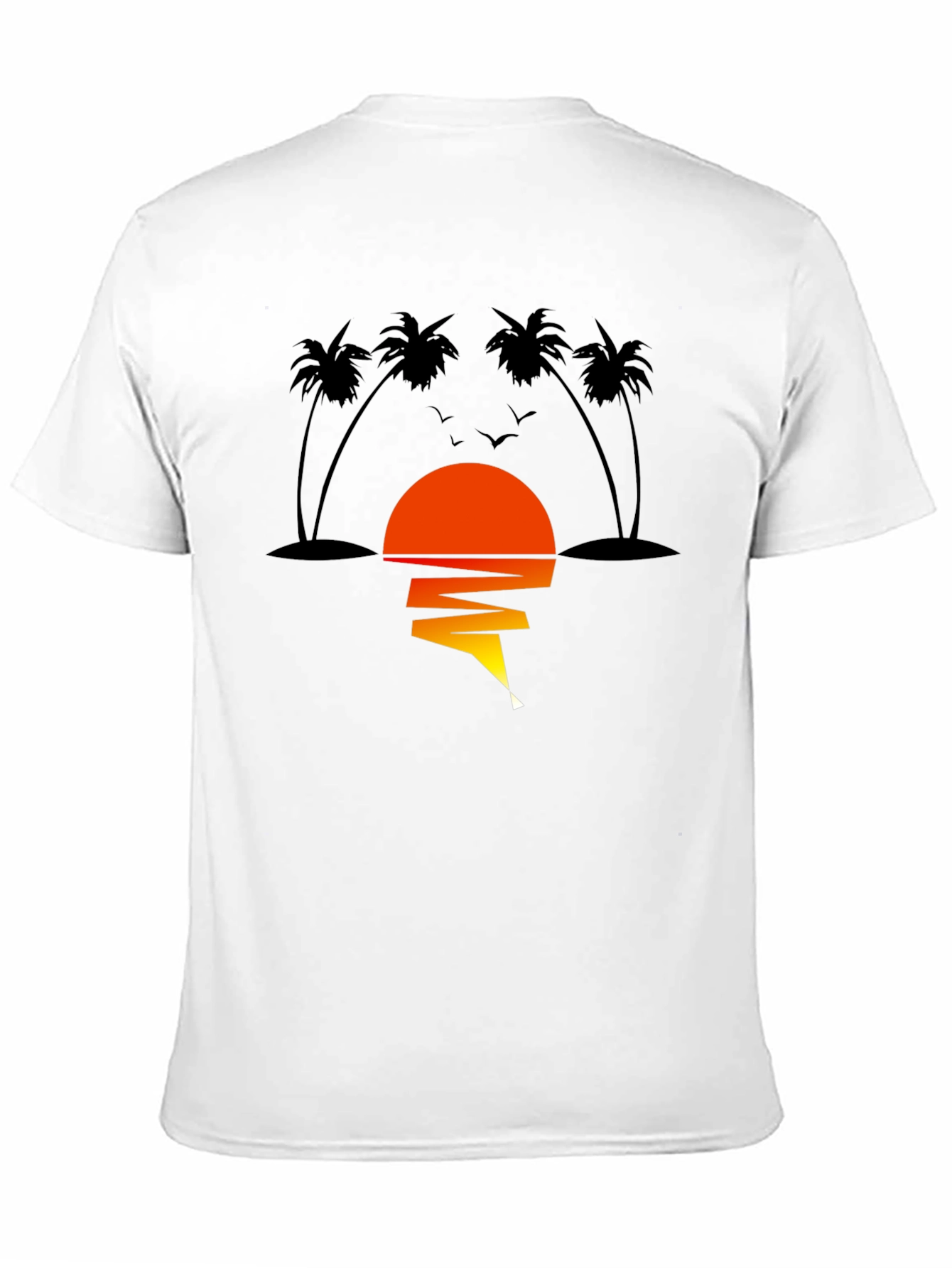 Sunset Palm Tree Graphic Tee - Men's Black T-Shirt - 11