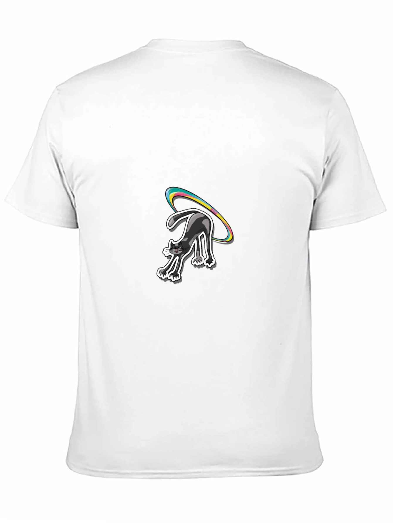 Black Black Cat T-Shirt with Rainbow Halo view 11