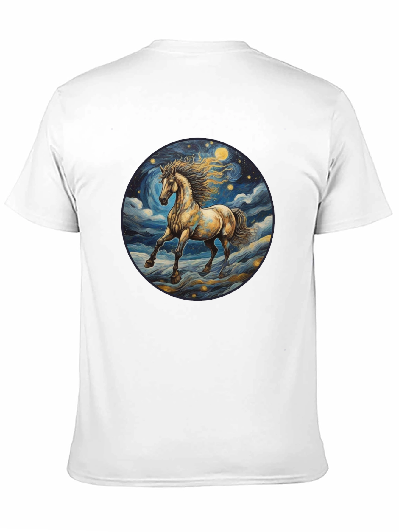 Black Starry Night Horse Graphic Tee - Black Cotton Comfort view 11