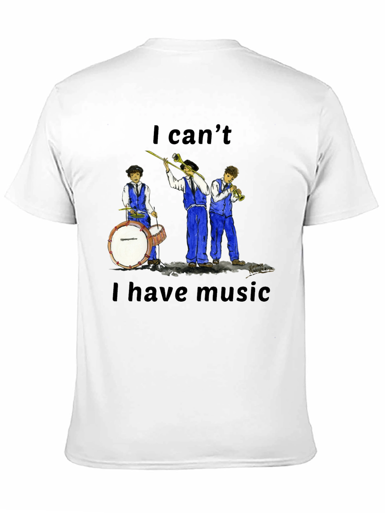 Black I Can't I Have Music T-Shirt view 11
