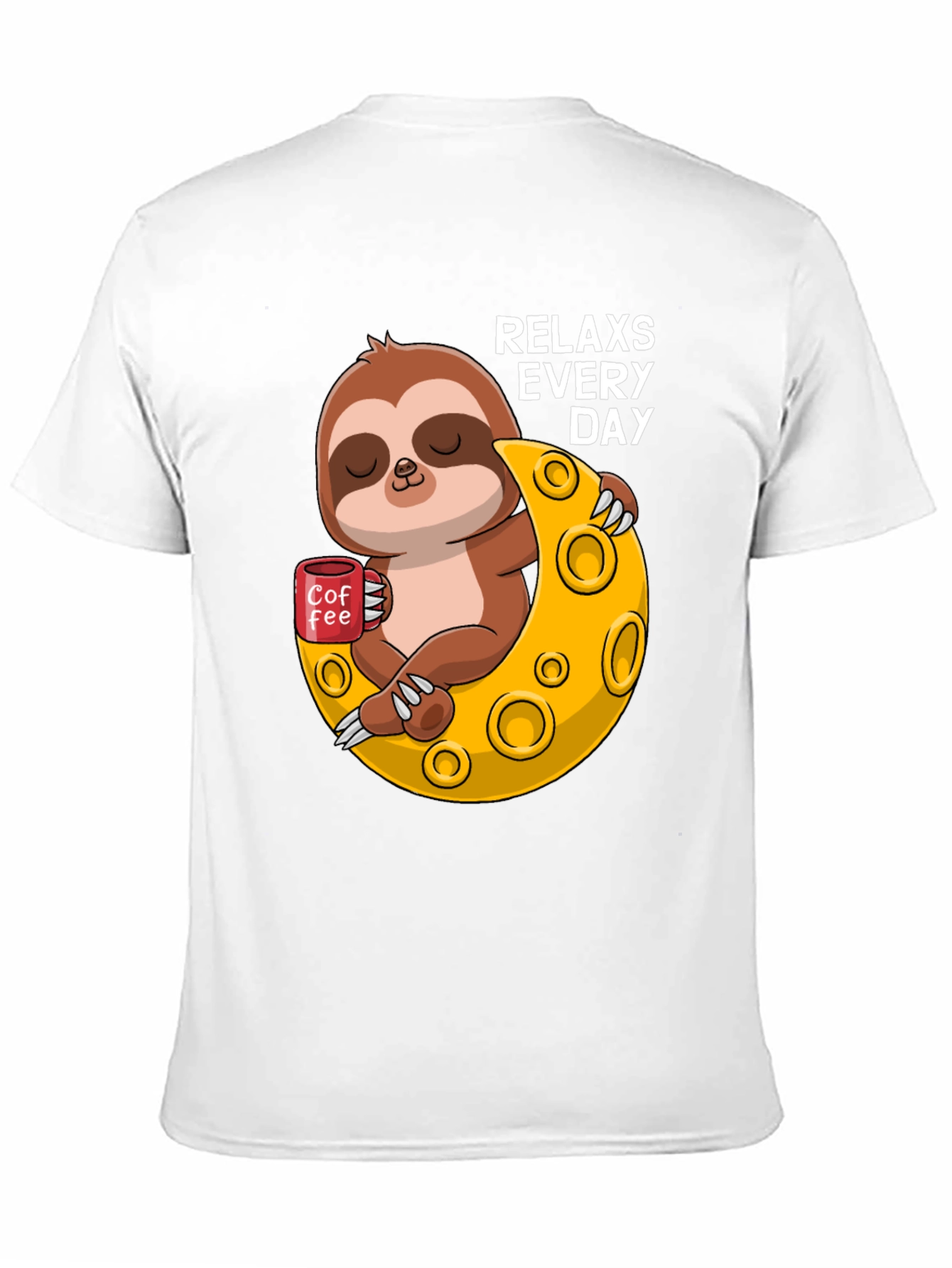 Black Relax Sloth on Moon T-Shirt view 11