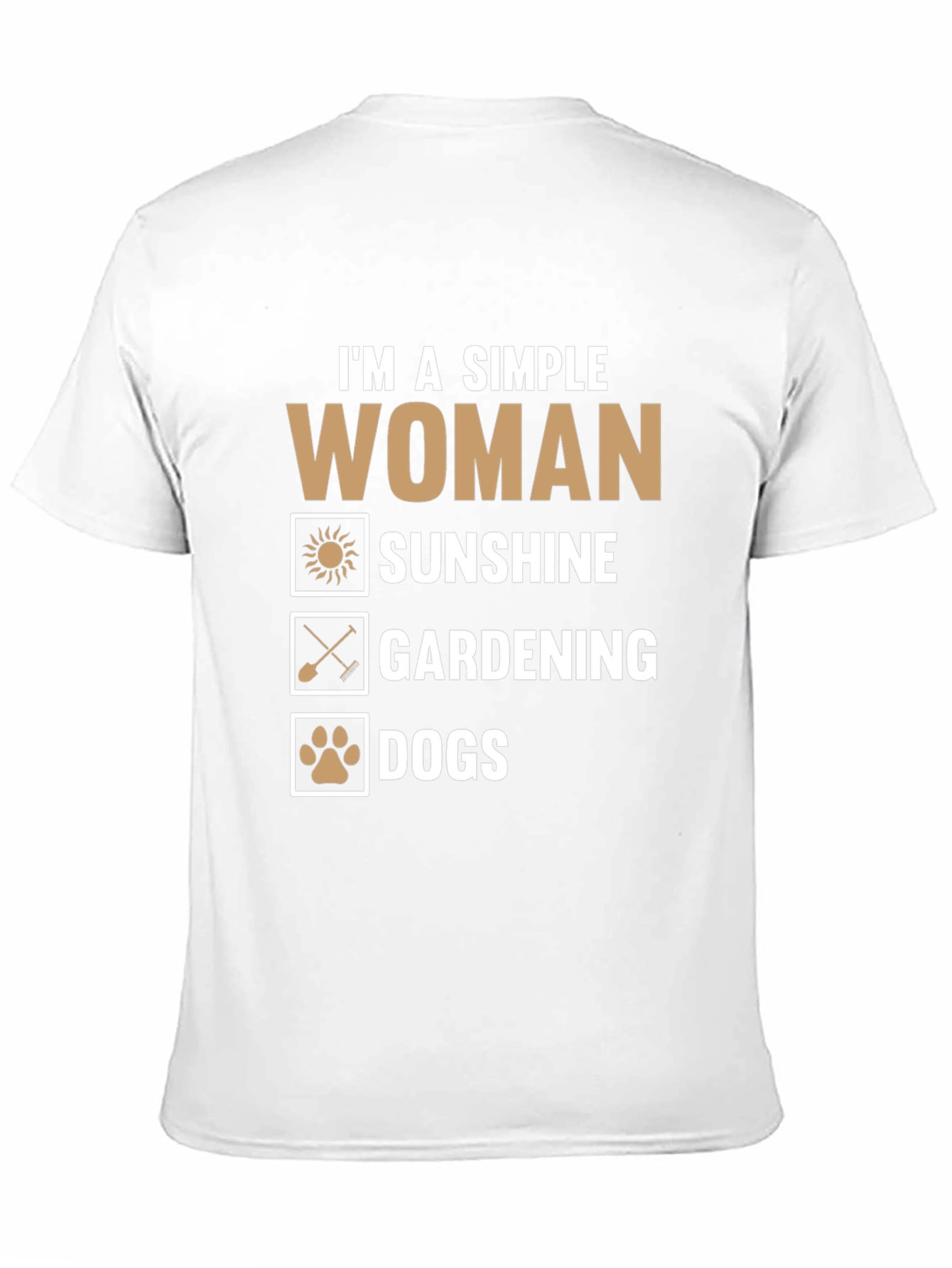 Black Simple Woman T-Shirt - Sunshine, Gardening, Dogs view 11