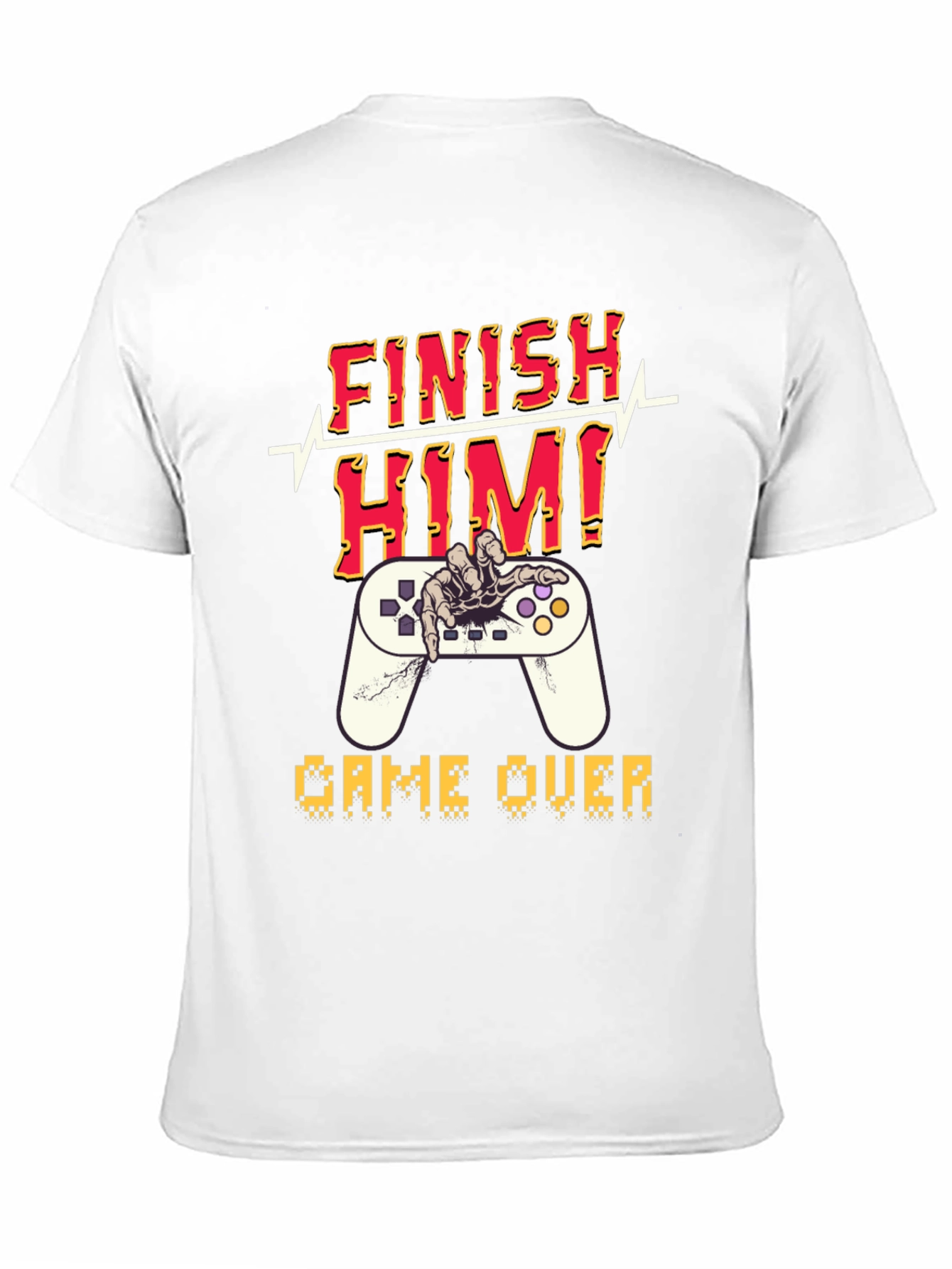 Black Finish Him! Game Over Graphic T-Shirt view 11