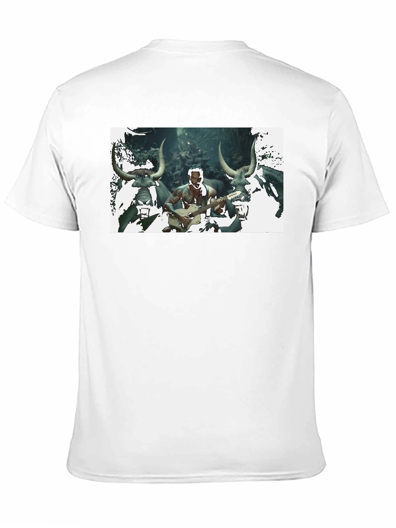 Black Men's Black T-Shirt with Unique Graphic Design view 11