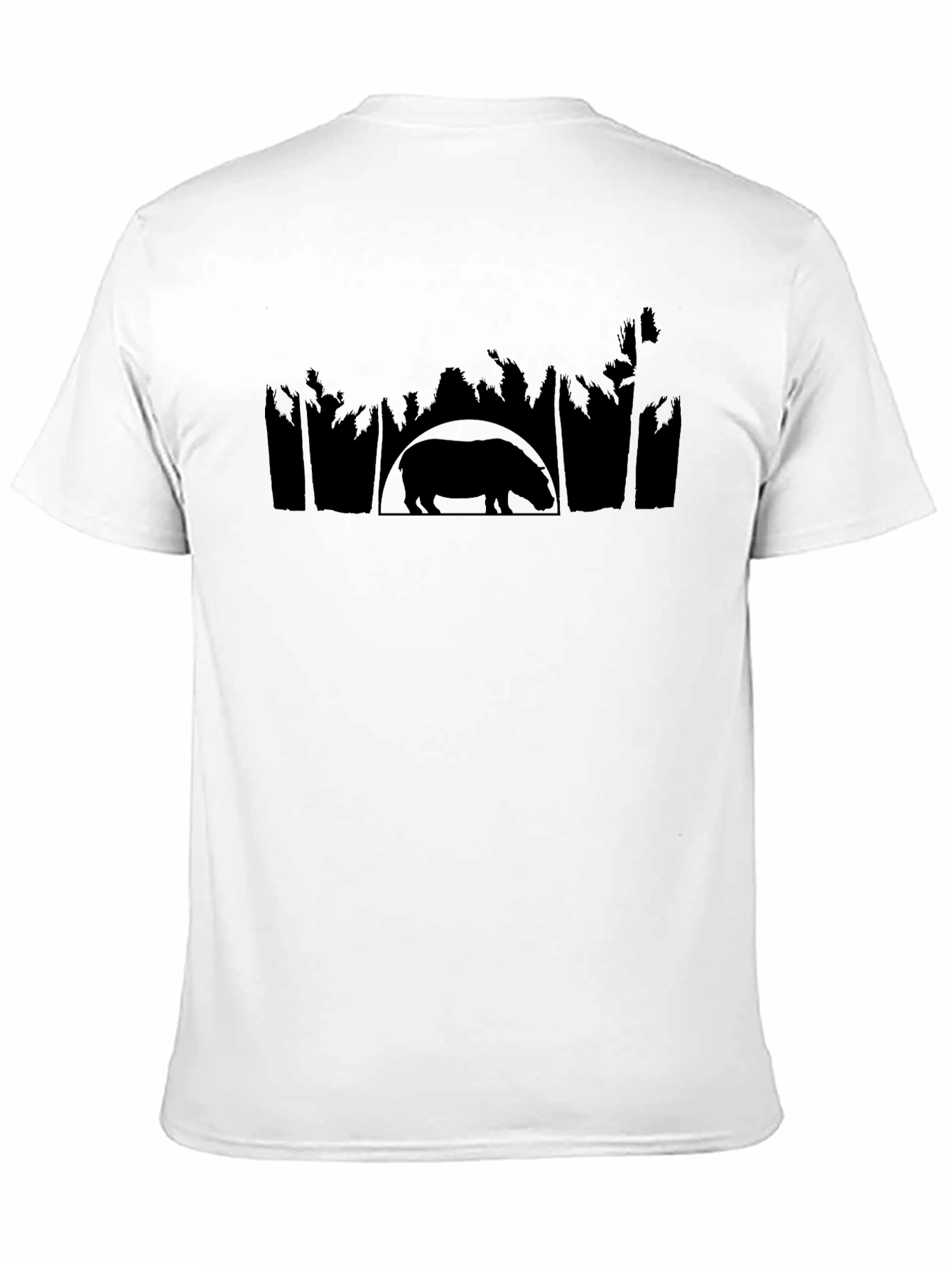Black Hippo Silhouette Graphic Print Men's T-Shirt view 11