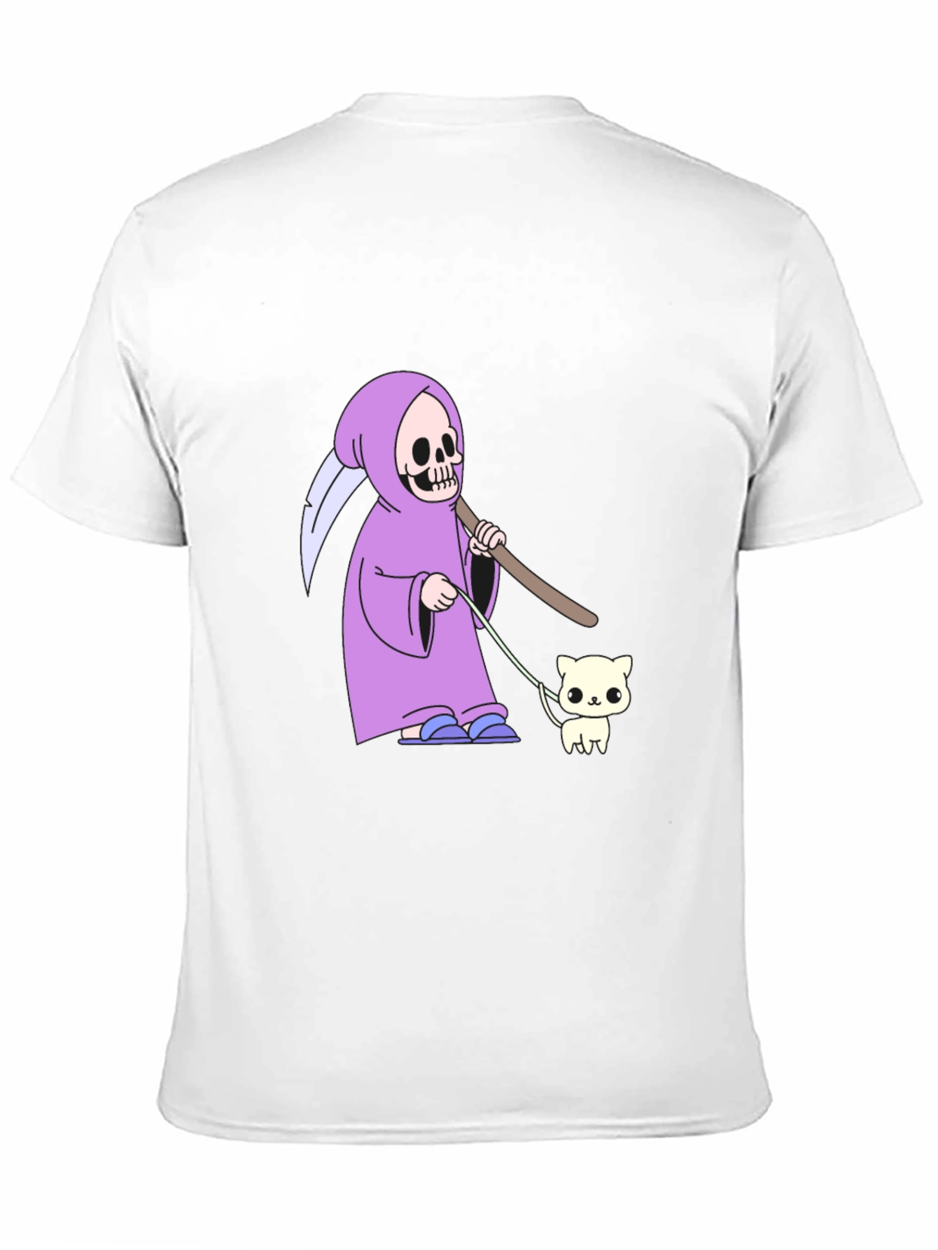 Black Grim Reaper Cat Walk T-Shirt - Funny Graphic Tee view 11